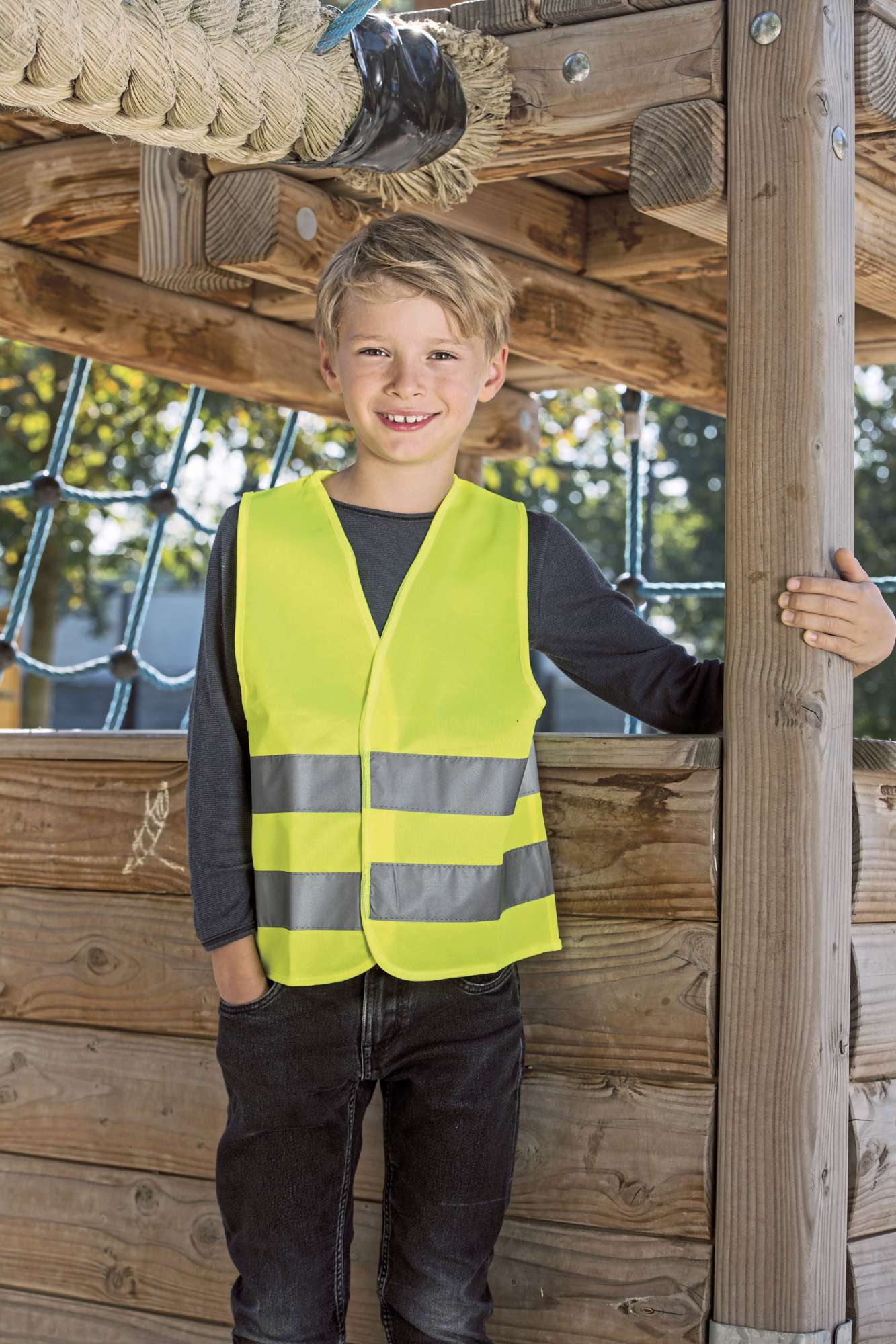 Neon Warnweste mit reflektierenden Streifen