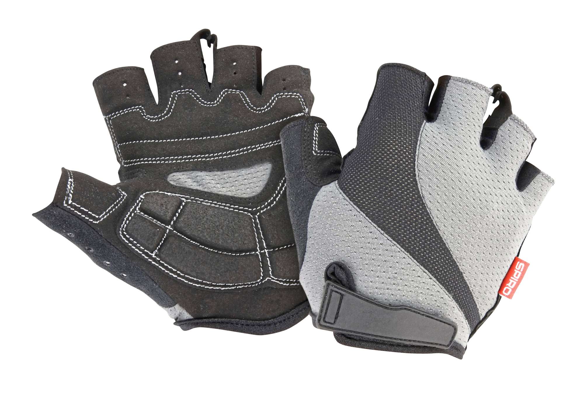 SPIRO Fingerlose Bikewear Handschuhe mit Klettverschluss, Grey/Black L, RT257