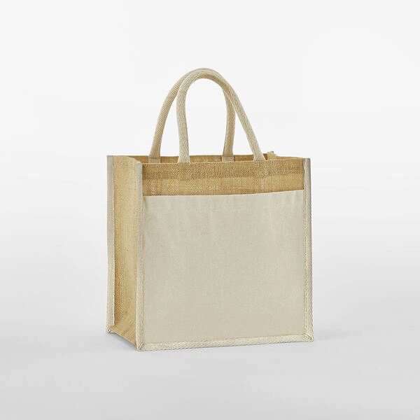 Baumwolltasche mit Jute Midi-Tasche