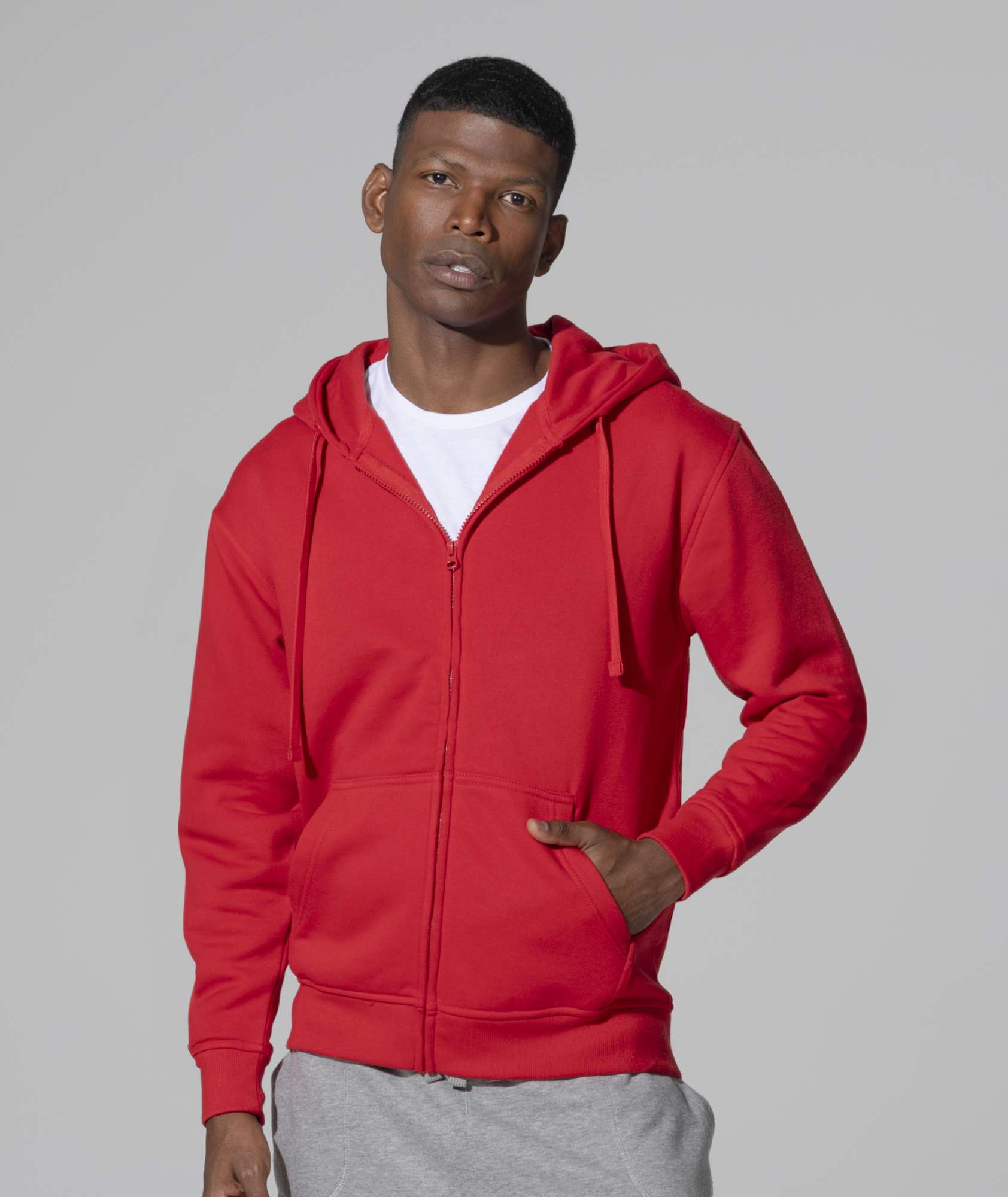JHK Kapuzen-Sweatshirt mit 2-Wege-Reißverschluss, White XL, JHK422