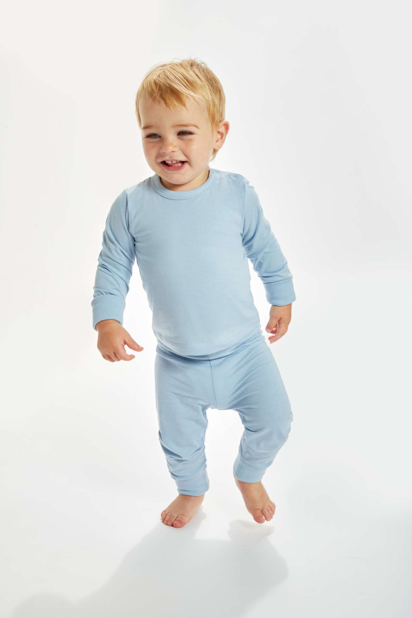 Babybugz Bio-Baumwolle Baby Pyjama mit Ripp-Bündchen, Dusty Blue 18-24 Monate, BZ67