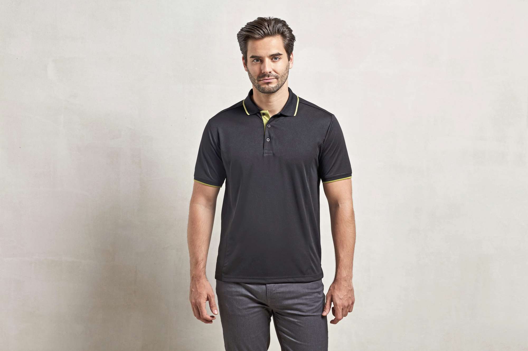Premier Workwear Polo Coolchecker® mit Kontrastbesatz für Herren, Navy (ca. Pantone 2378C)/White XL, PW618