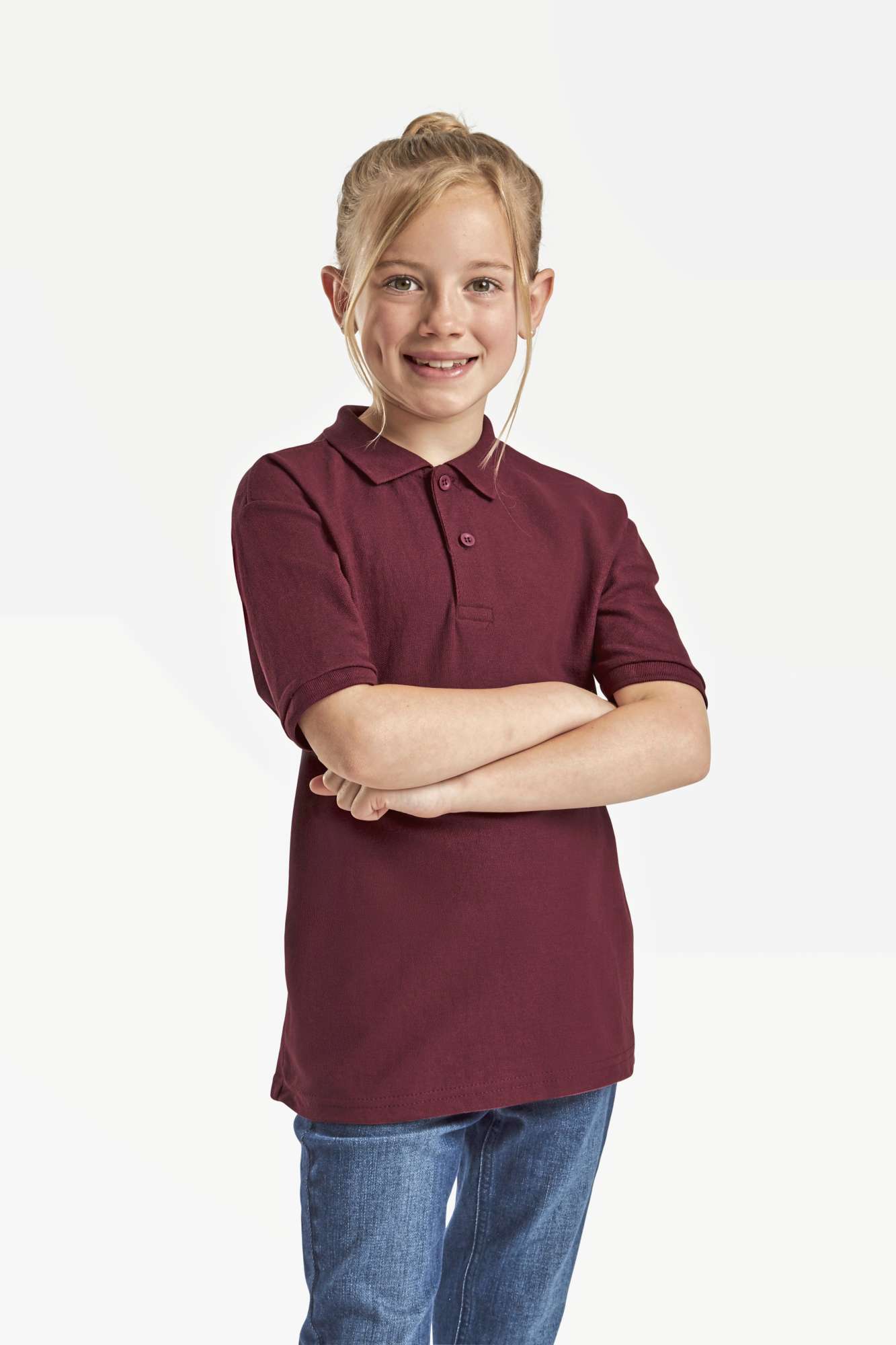 Fruit of the Loom Polo 65/35 Baumwolle-Polyester für Kinder, White 140, F502K
