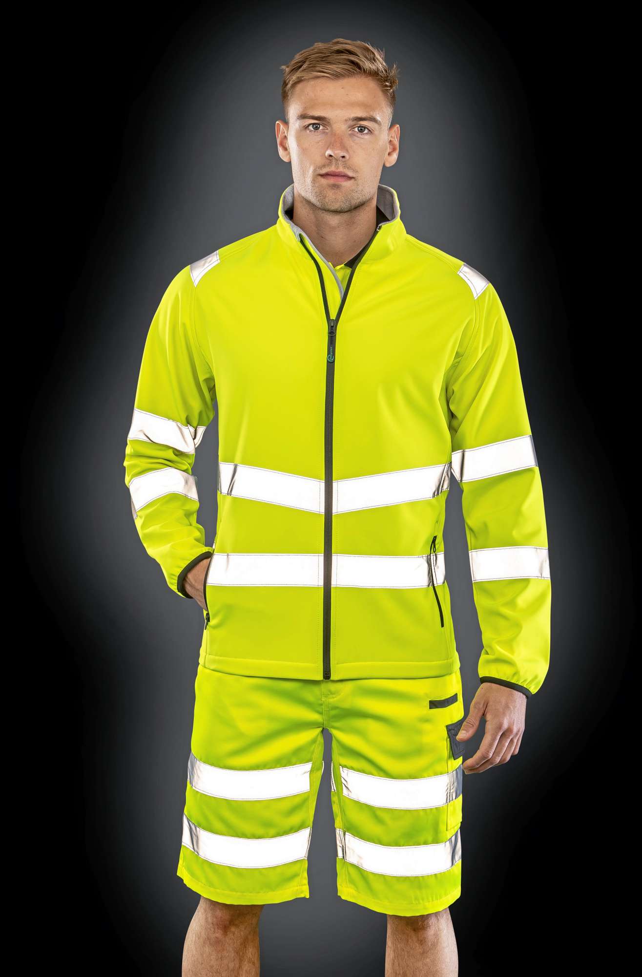 Result Genuine Recycled Recycled Printable Sicherheits-Softshell-Jacke, Fluorescent Yellow/Black L, RT505