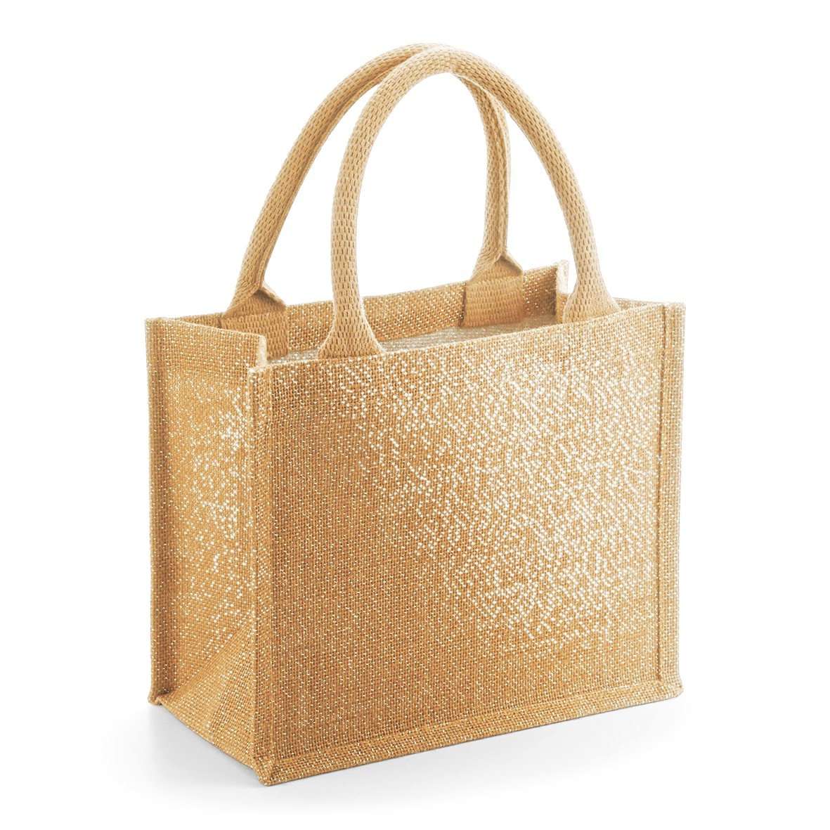 Westford Mill Jute Mini-Geschenktasche mit Golddetails, Natural Gold 26 x 22 x 14 cm, WM431