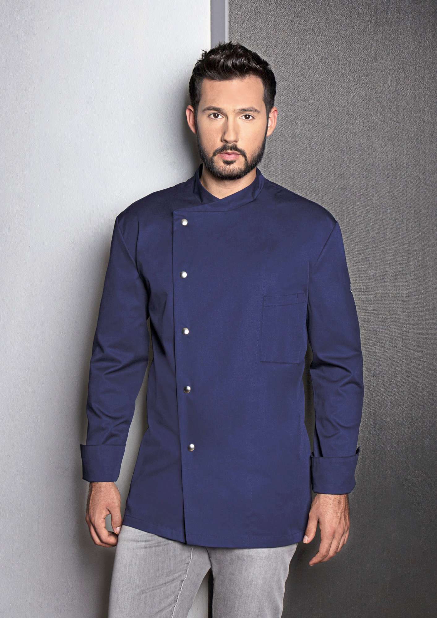 Karlowsky Kochjacke Lars mit Brusttasche und Druckknöpfen, Navy (ca. Pantone 533C) 60, KY036