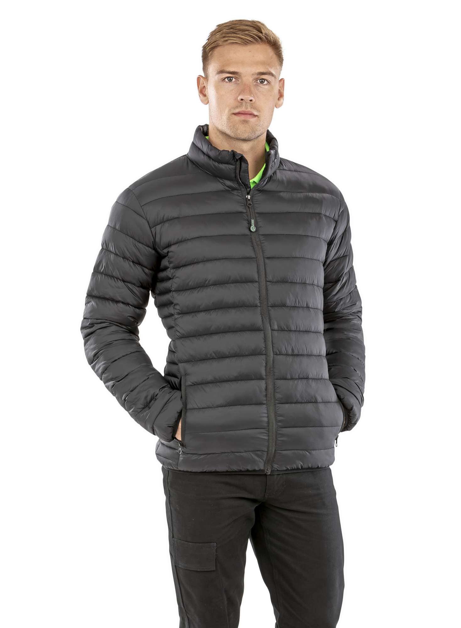 Recycelte Steppjacke mit Kontrasteinsatz