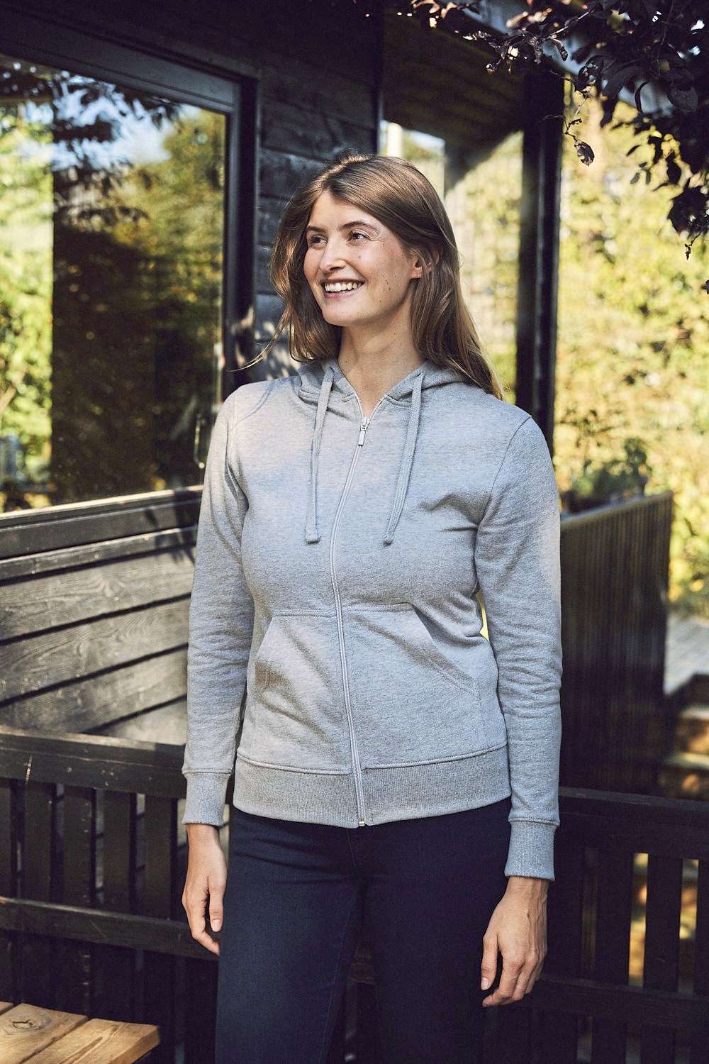 Neutral Zip Hoodie aus Bio-Baumwolle für Damen, Bordeaux S, NE83301