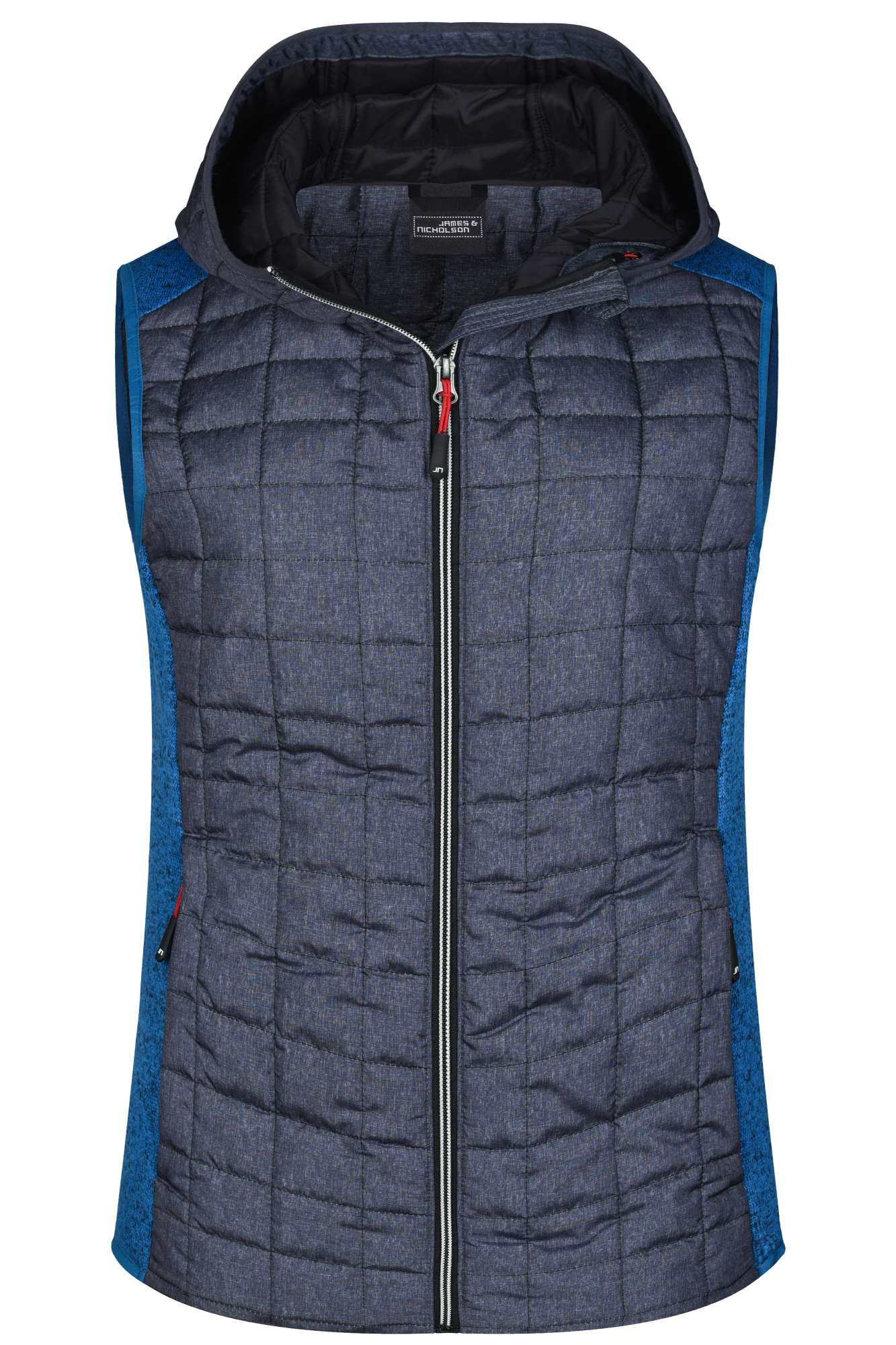 James&Nicholson Strick Hybrid Weste mit Kapuze für Damen, Kiwi Melange/Anthracite Melange XL, JN767