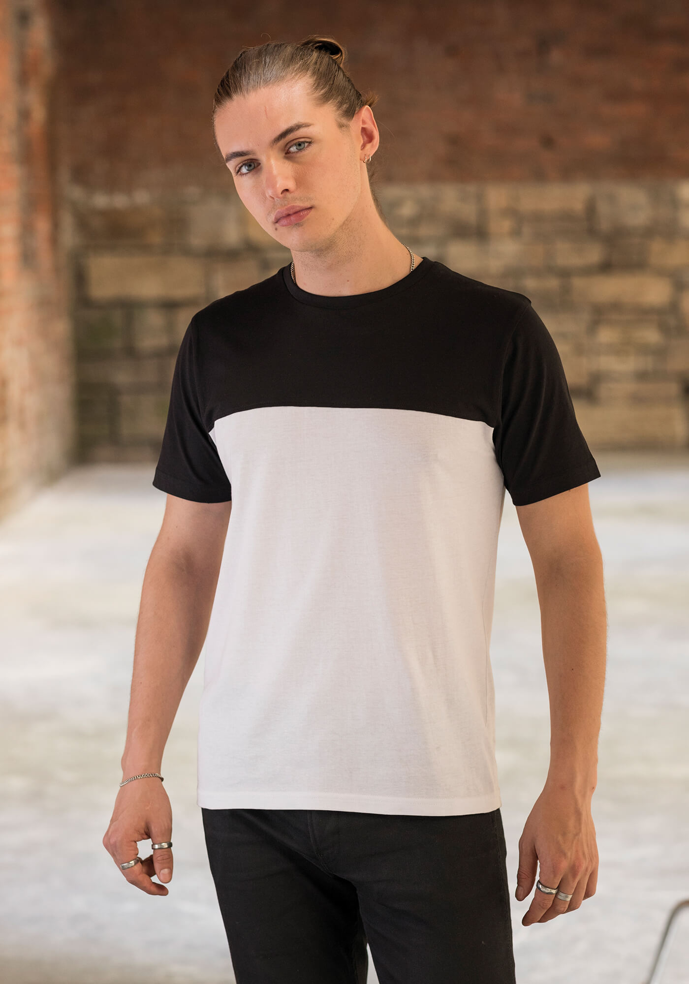 Farbblock T-Shirt mit Kontrastblenden