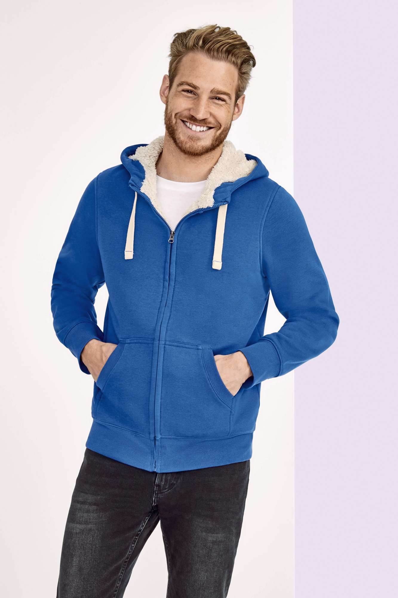 SOL´S Sherpa-gefütterte Kapuzenjacke mit Kängurutaschen, Black XS, L482