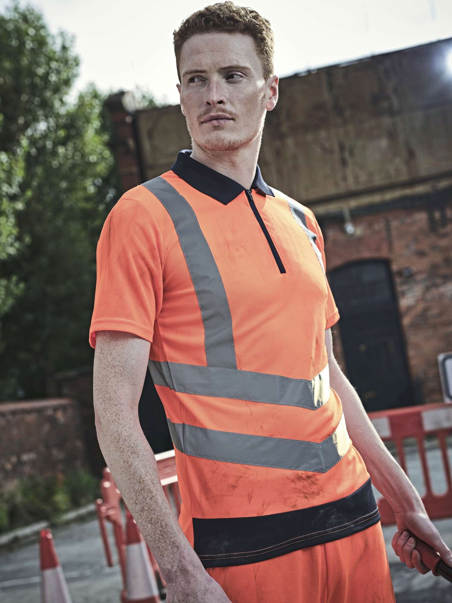 Regatta High Visibility Sichtbares Polo mit Reißverschluss und Rippkragen, Yellow/Navy L, RG1890