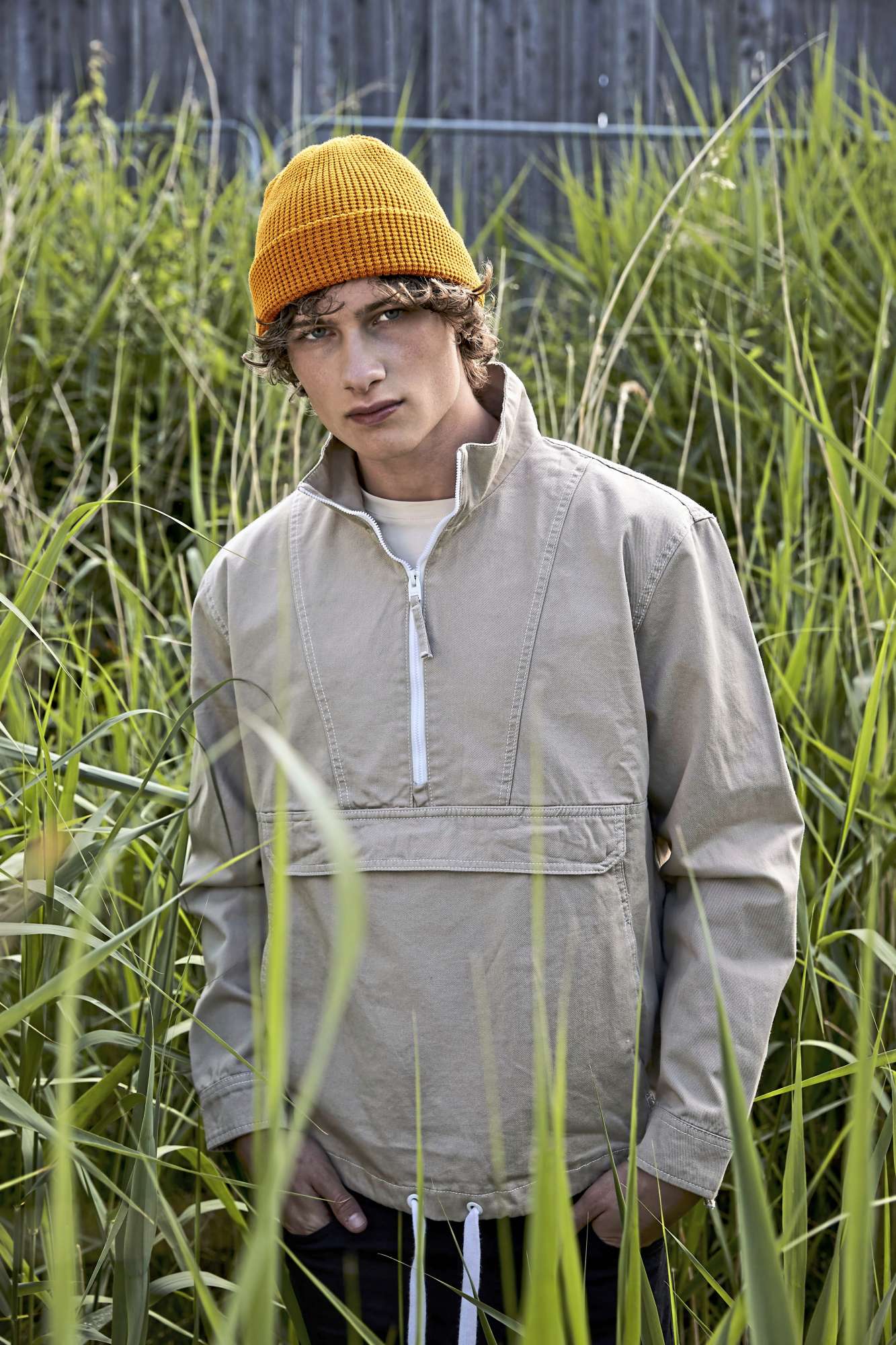 Bio-Baumwolle Waffelstrick Beanie mit Umschlag