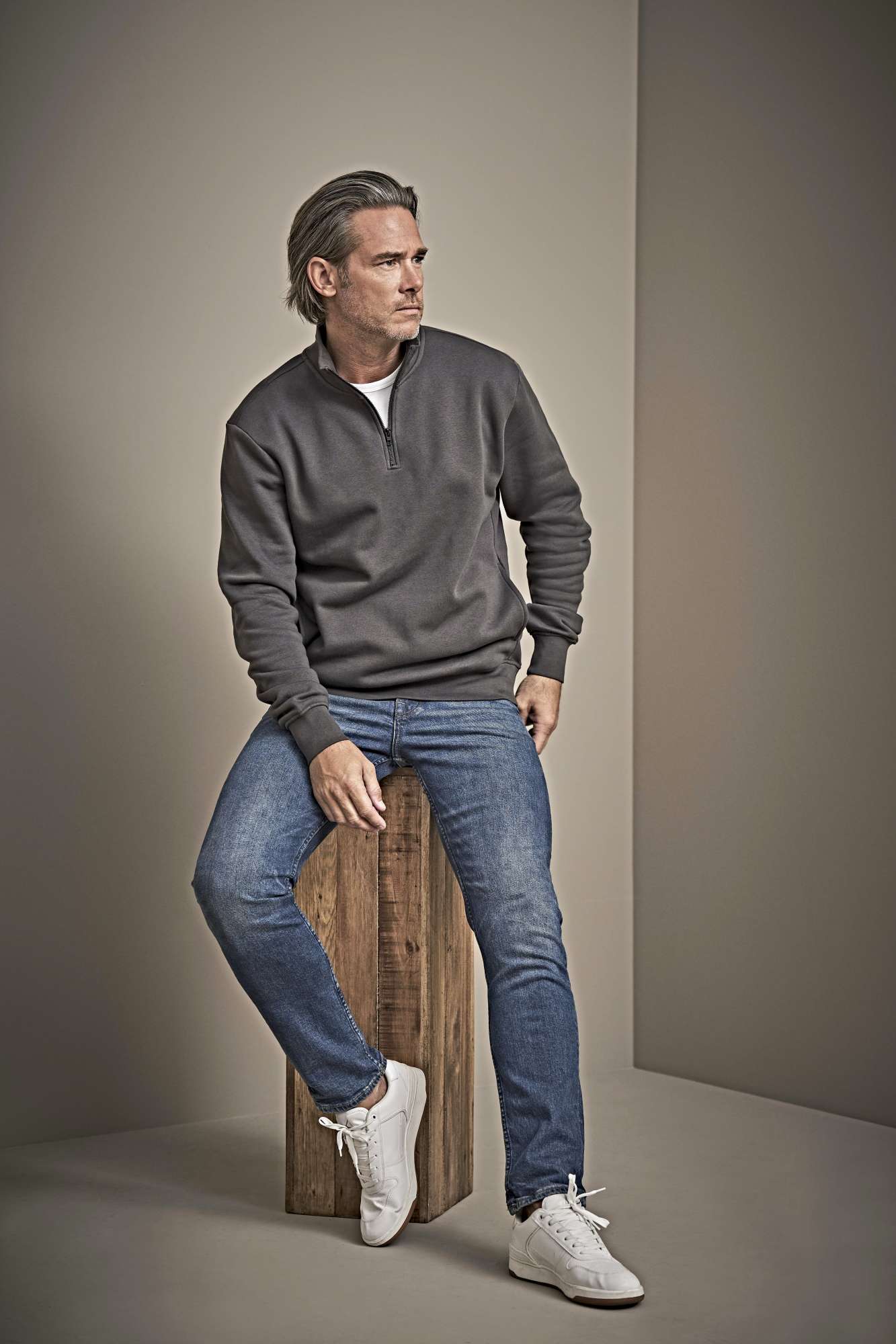Tee Jays Sweatshirt mit Half-Zip und Elasthan für Herren, Navy XL, TJ5438