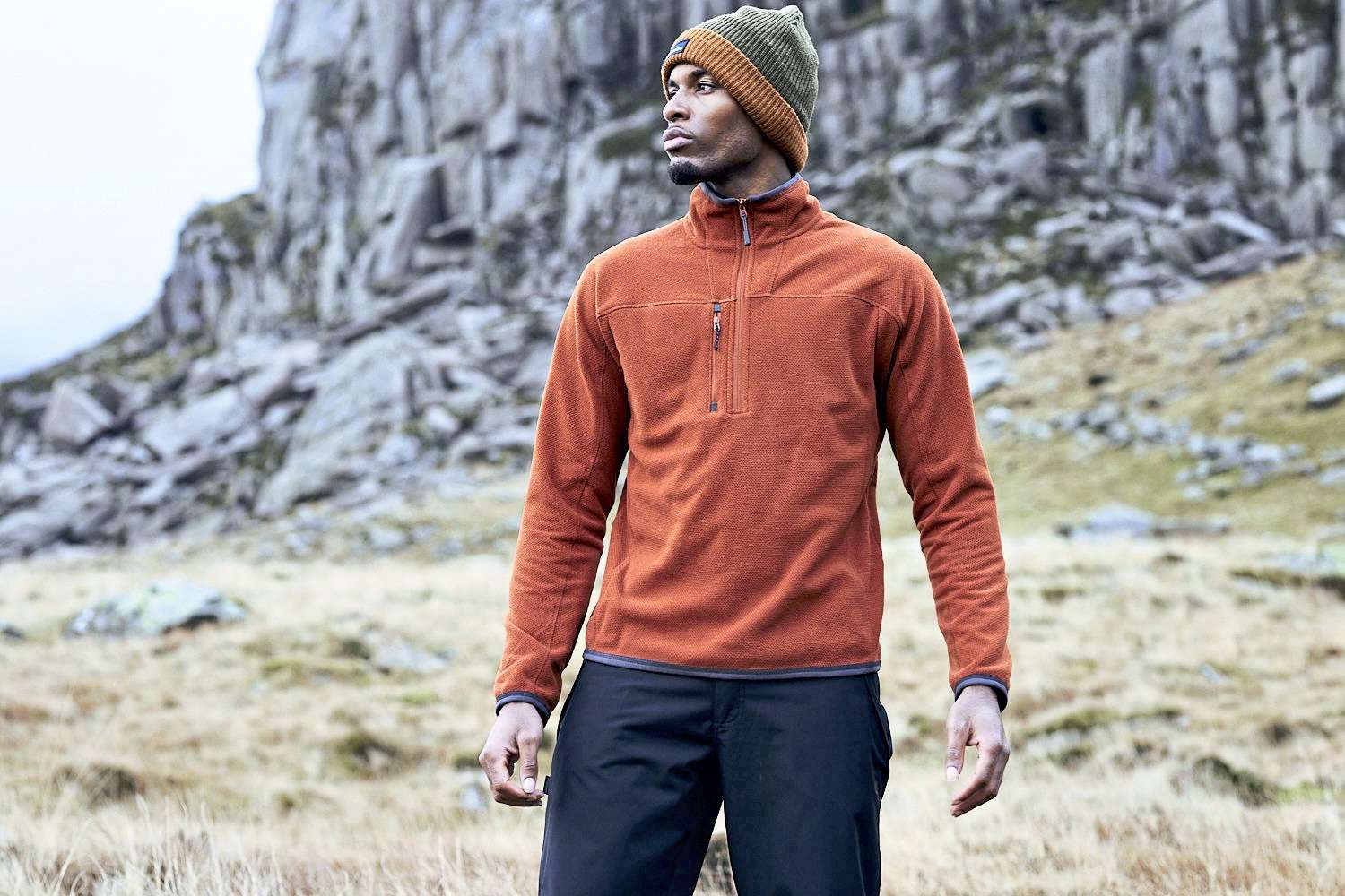 Recycelter Fleecepullover mit Halbzipper