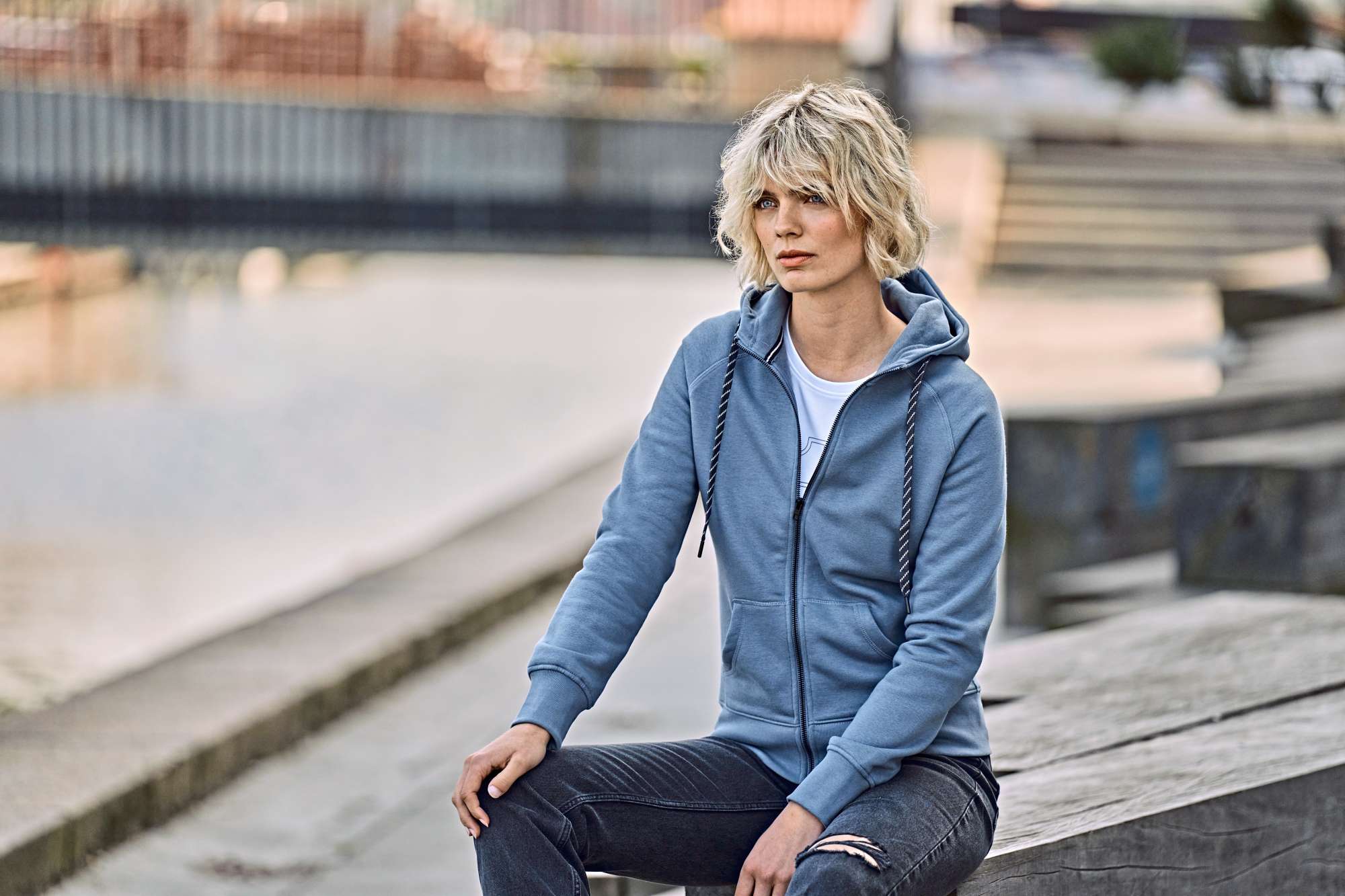 Sweatshirt mit doppellagiger Kapuze für Damen