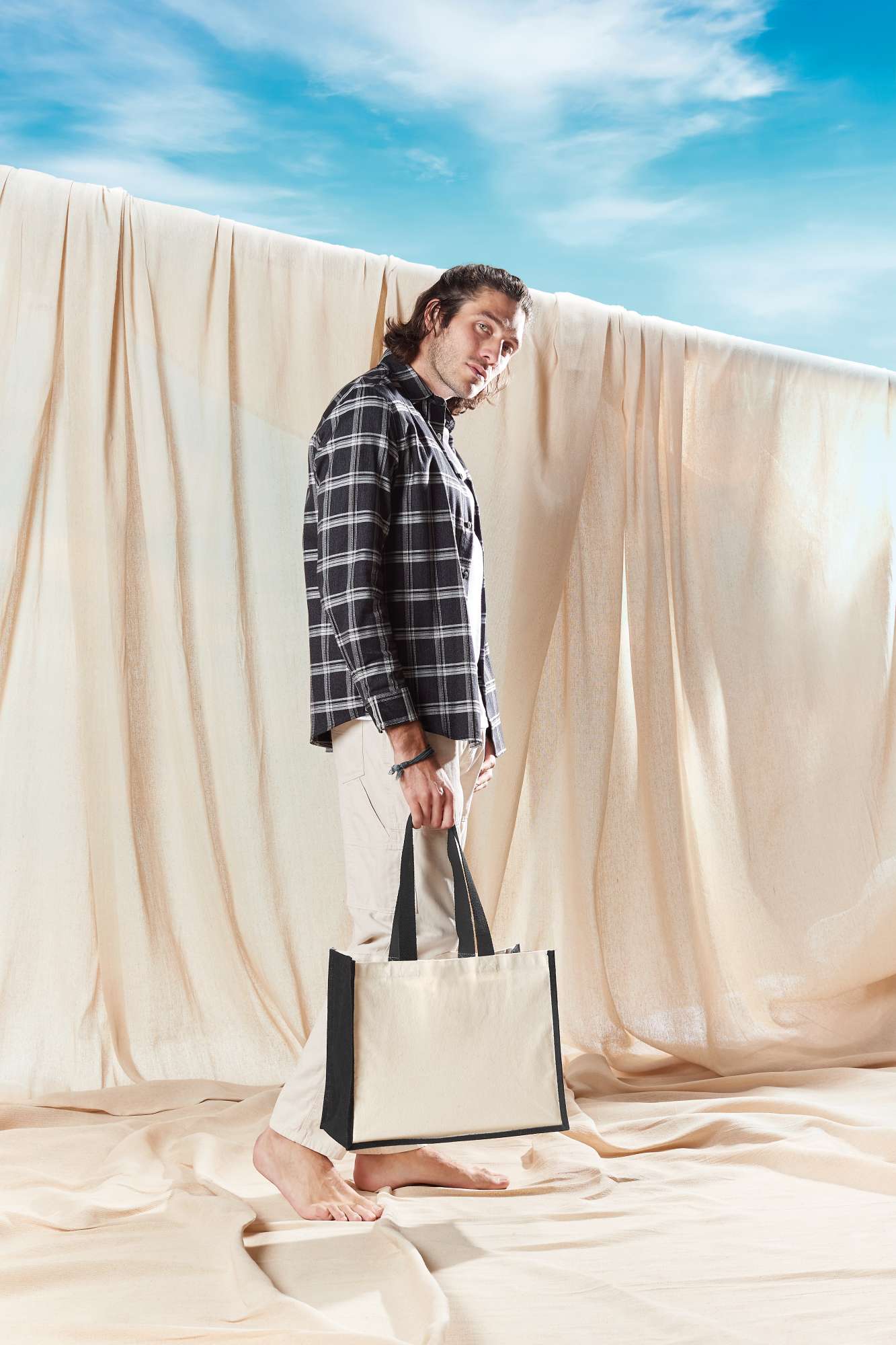 Baumwoll-Jute Shopper mit Druckfläche