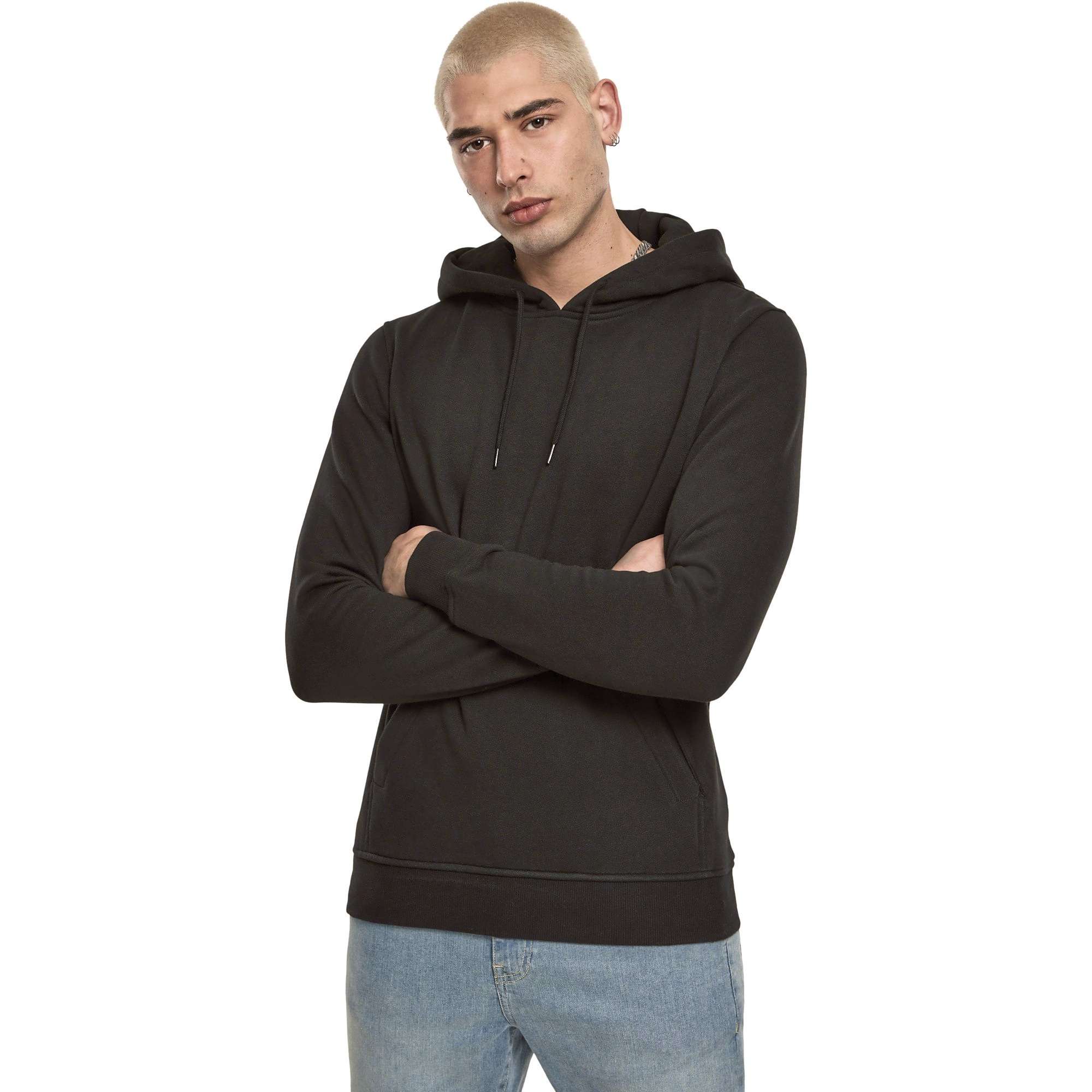 Bio-Hoodie mit Kängurutasche, schwarz oder weiß