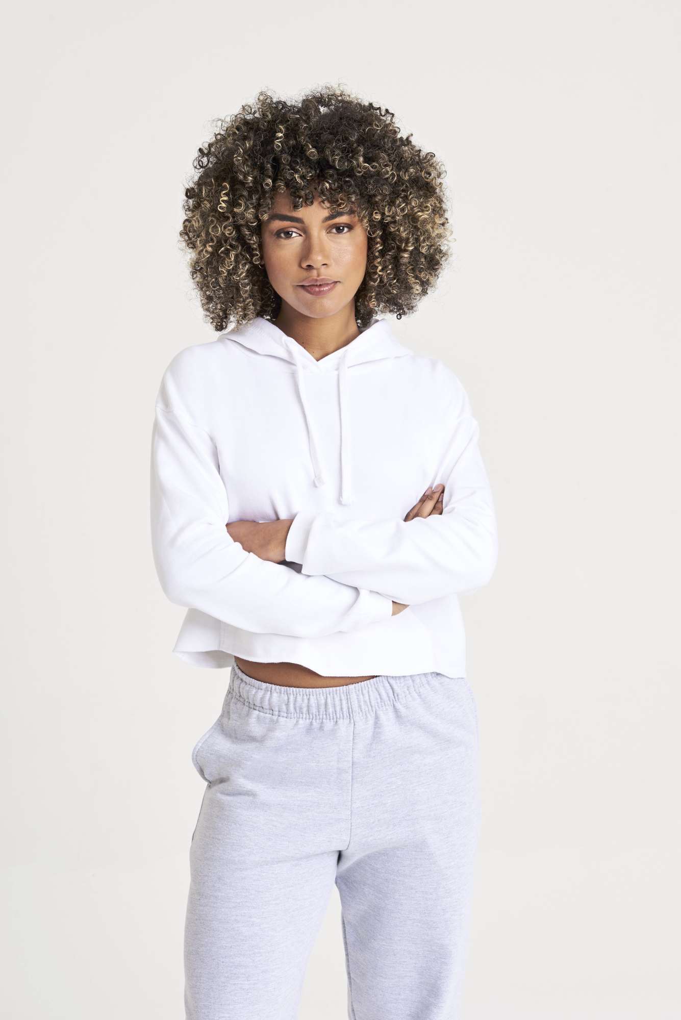 Cropped Hoodie mit Kängurutasche für Damen