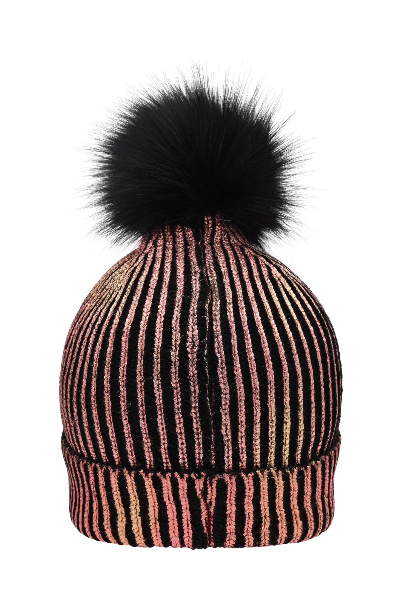 Metallic Beanie mit Pompon für Damen