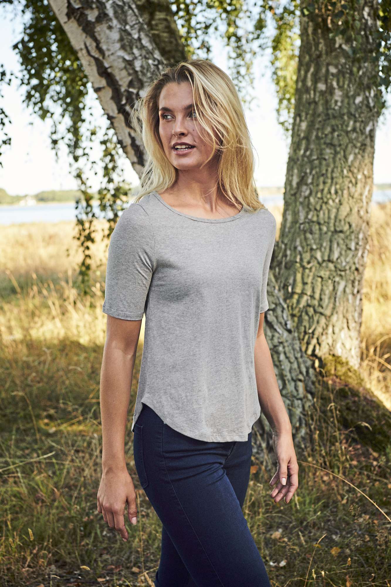 T-Shirt aus Bio-Baumwolle, halblang für Damen