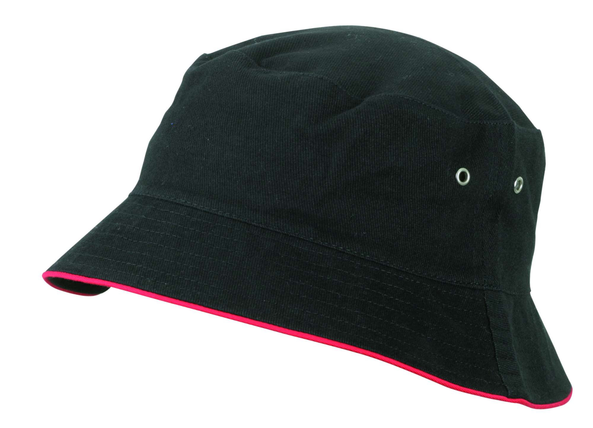 Myrtle beach Fisherman Hut mit Paspel und Metallösen, Black/Red S/M (56 cm), MB012
