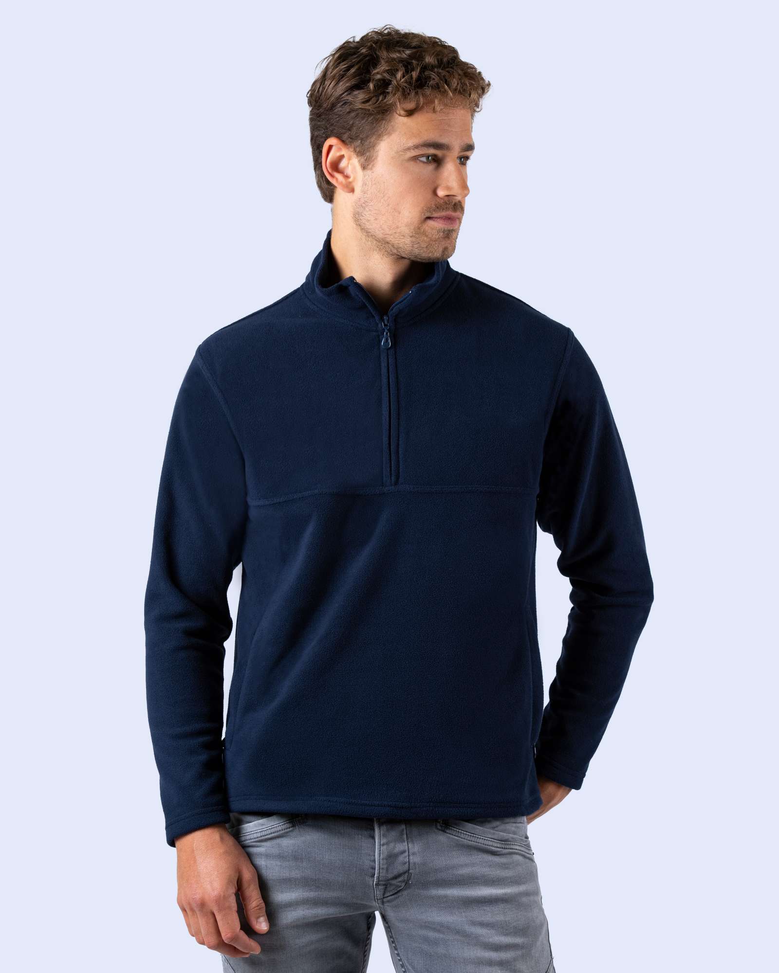 Antipilling-Fleece Pullover mit Kadettkragen