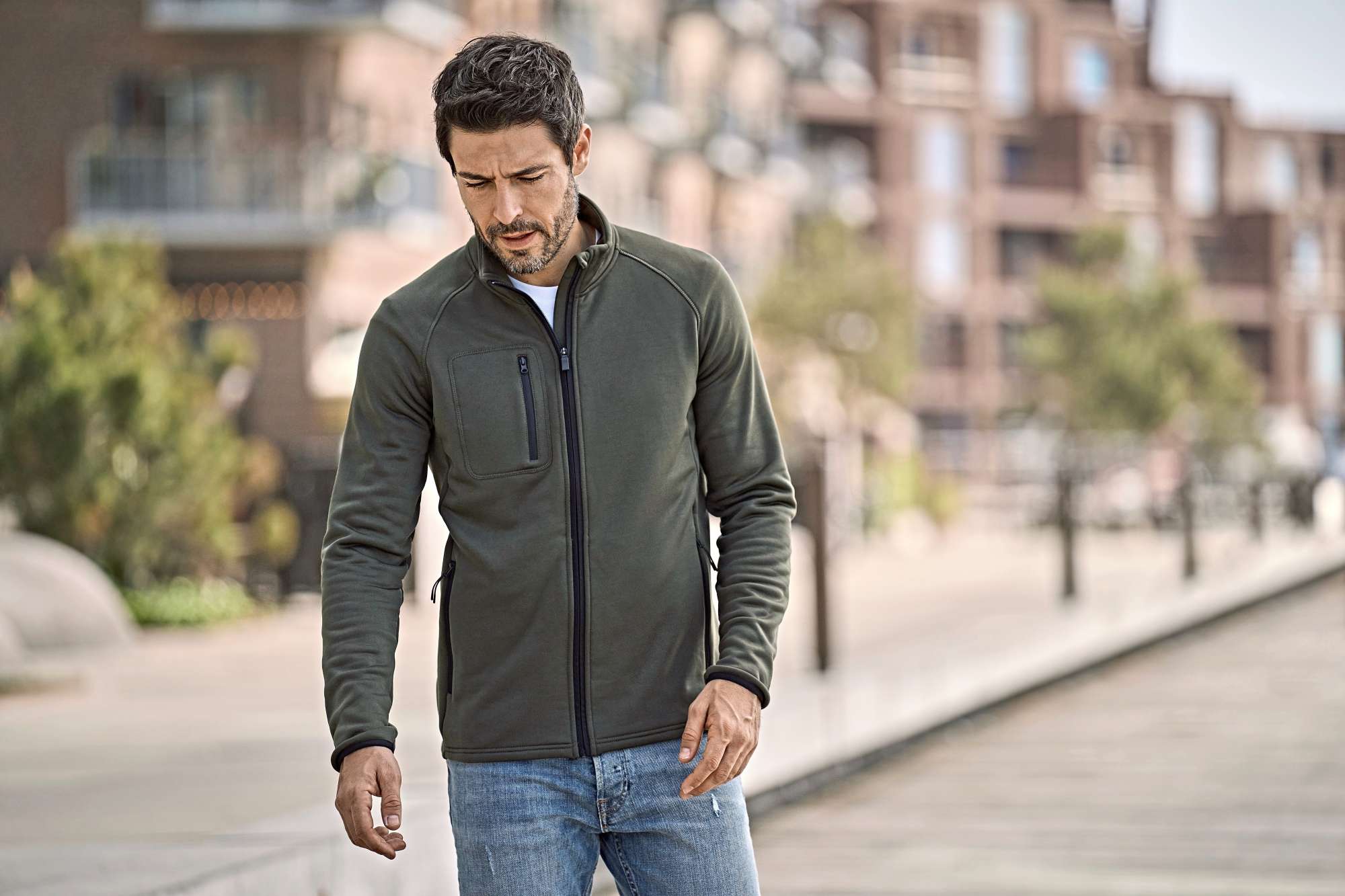 Stretch Fleecejacke mit Stehkragen