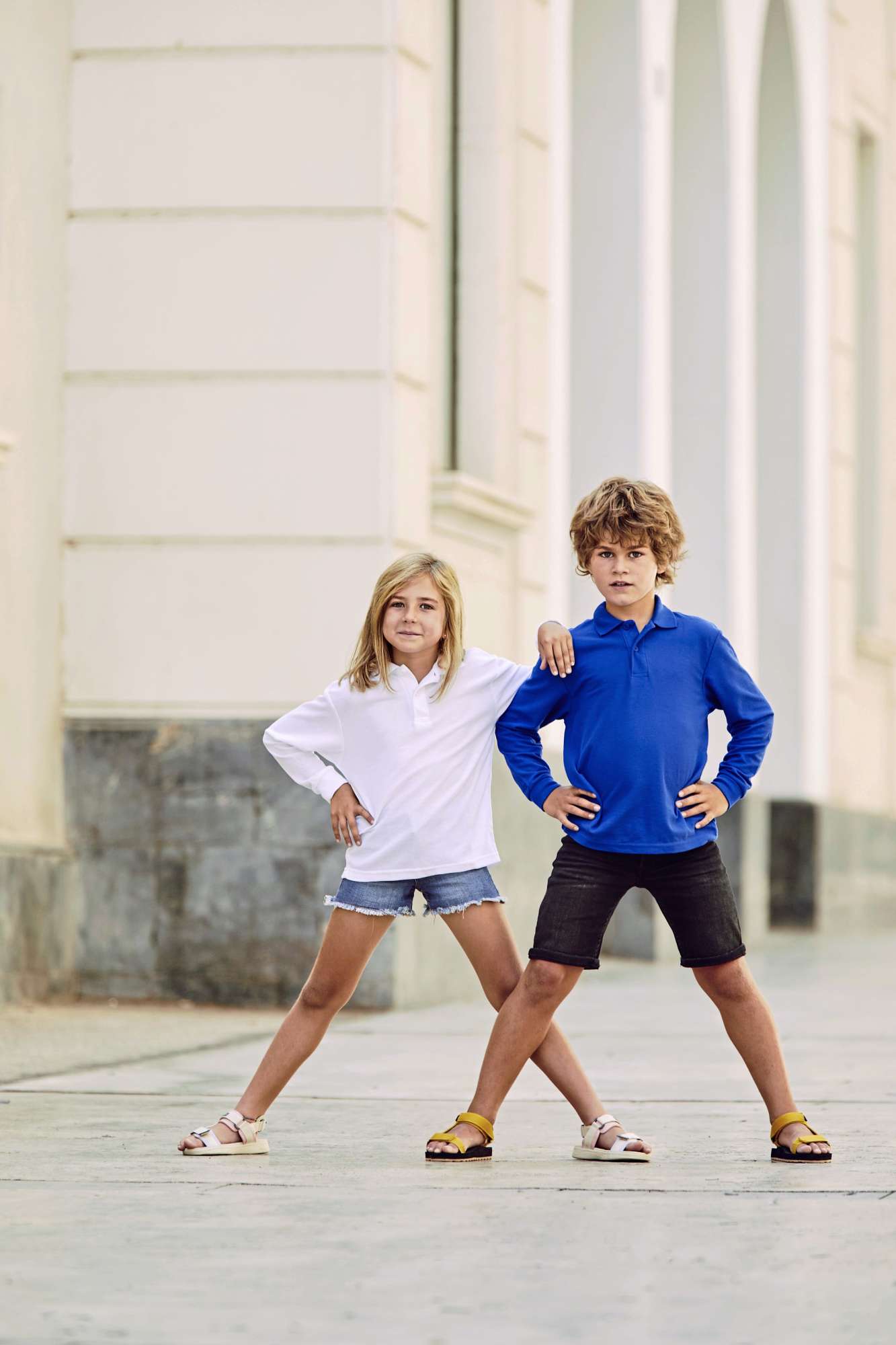 Langarm Polo 65/35 Baumwolle-Polyester für Kinder