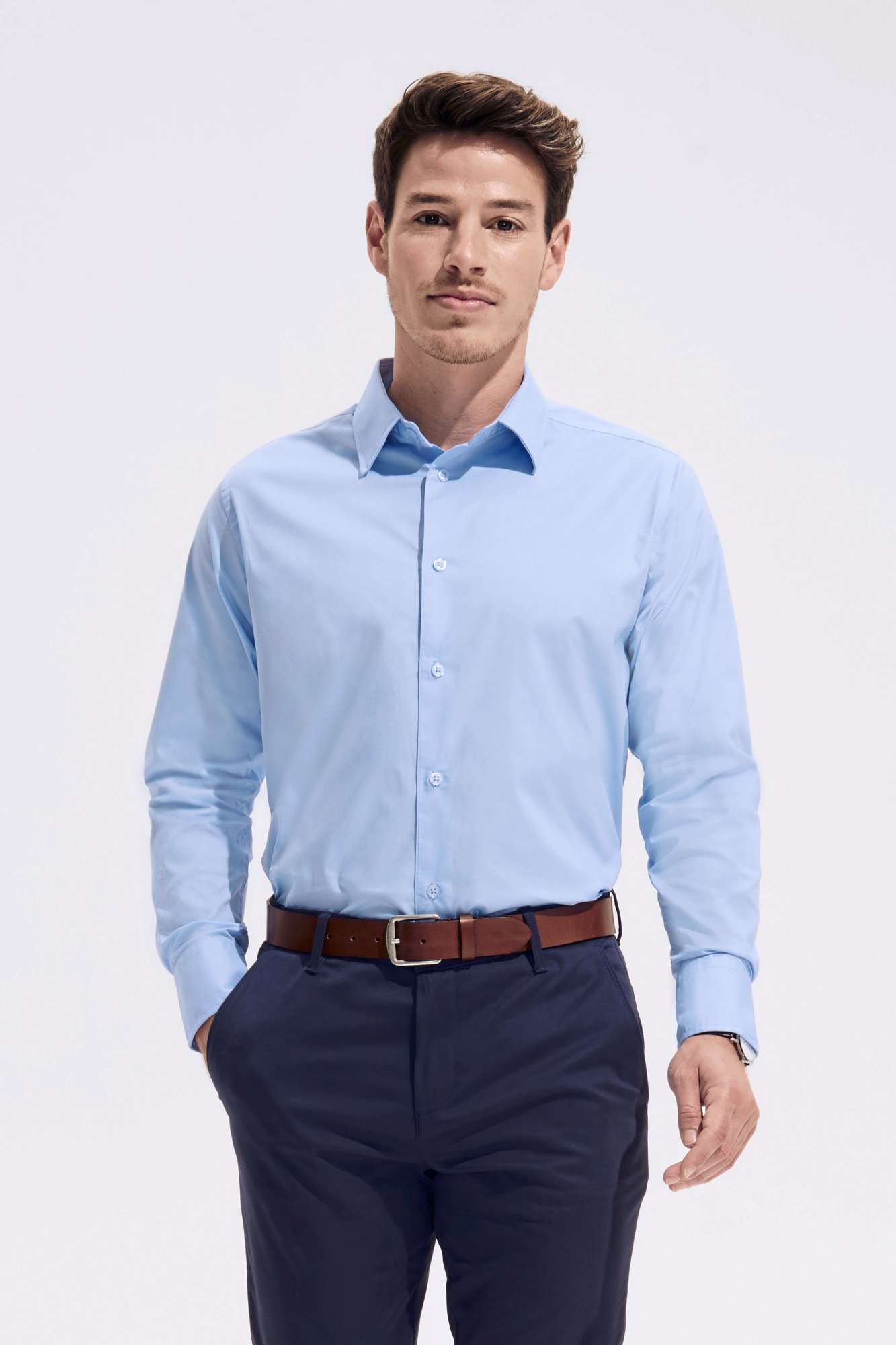 SOL´S Stretch-Shirt Brighton, Langarm, Baumwolle-Elasthan, Dark Blue L, L633