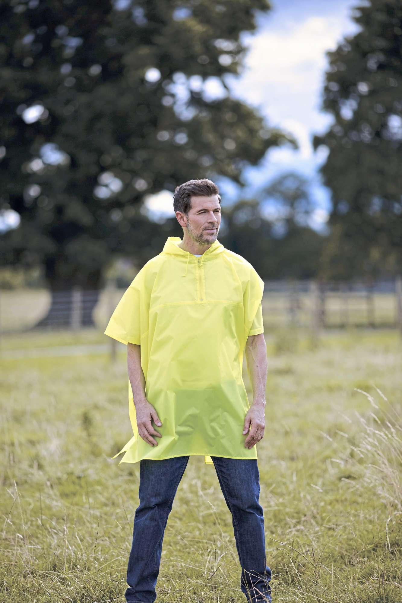 YOKO Regenponcho mit Kapuze und Beutel, Hi-Vis Yellow Kids (105-150 cm), YK470