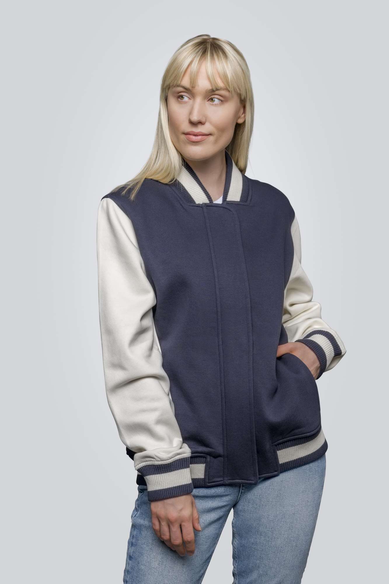College Jacke mit Kontrastärmeln für Damen