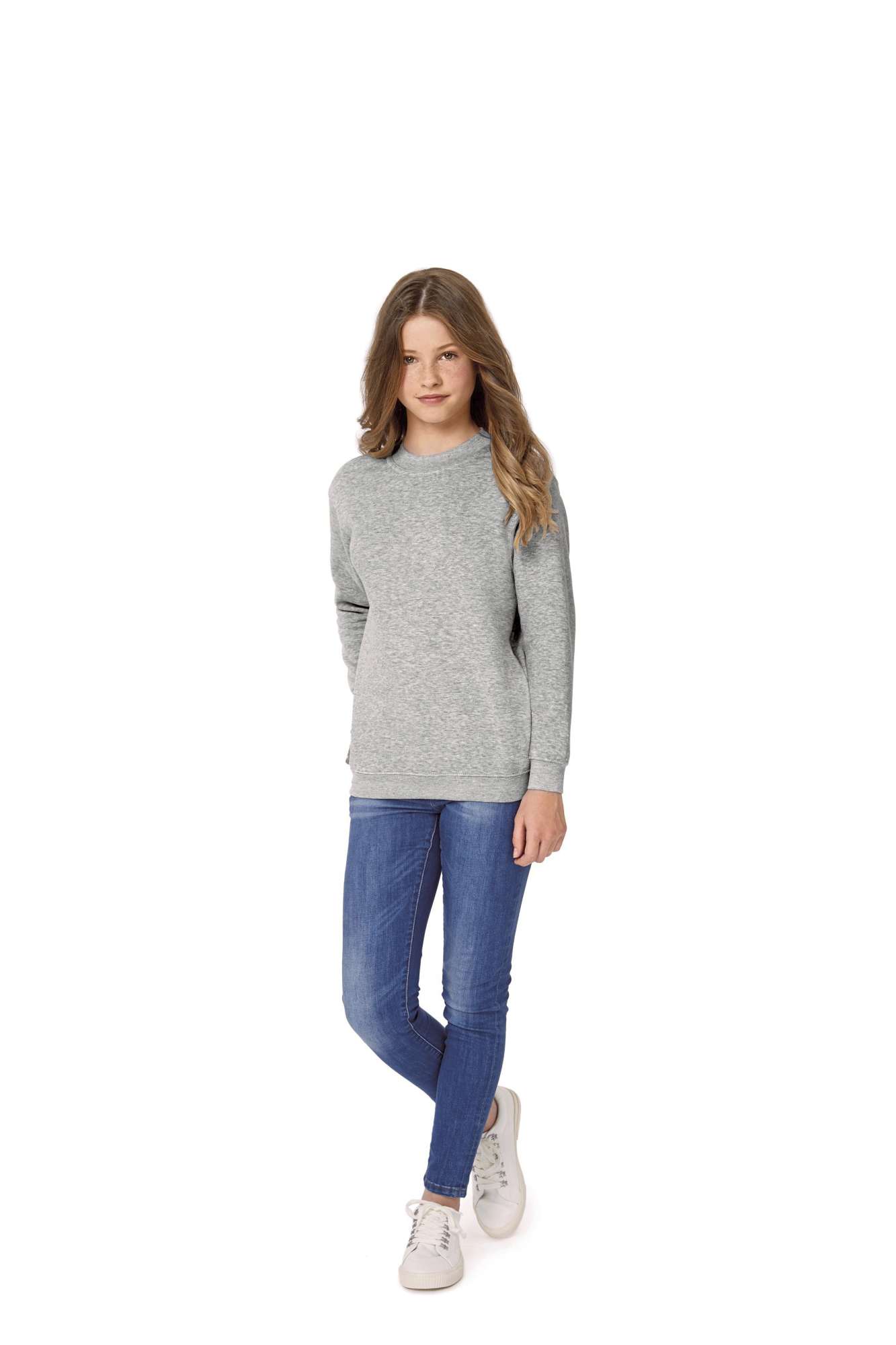 B&C Sweatshirt Set, Baumwolle-Polyester-Mix für Kinder, Heather Grey 7/8 (122/128), BCWK680