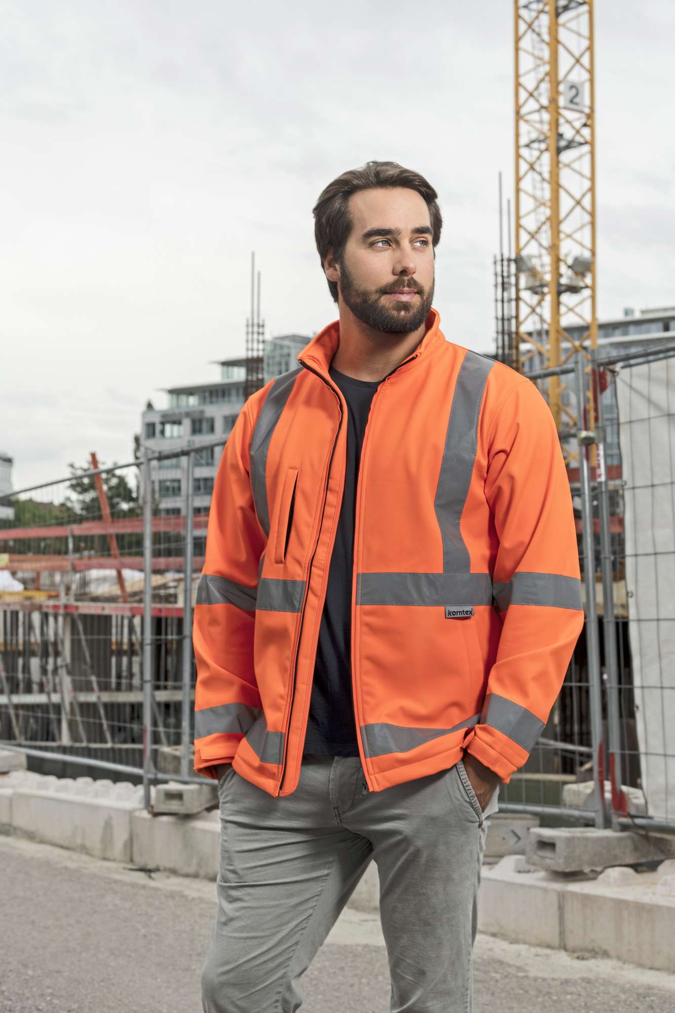 Korntex Hi-Vis Softshelljacke Turku mit Fleece, Signal Yellow 3XL, KX807