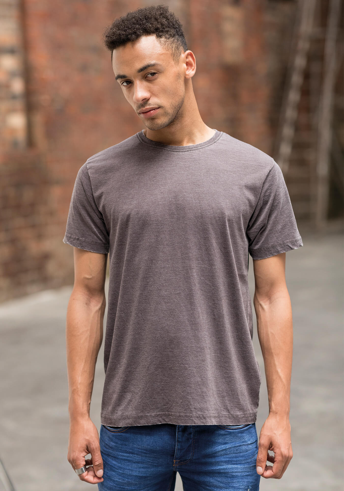 Washed T-Shirt aus Baumwolle/Polyester
