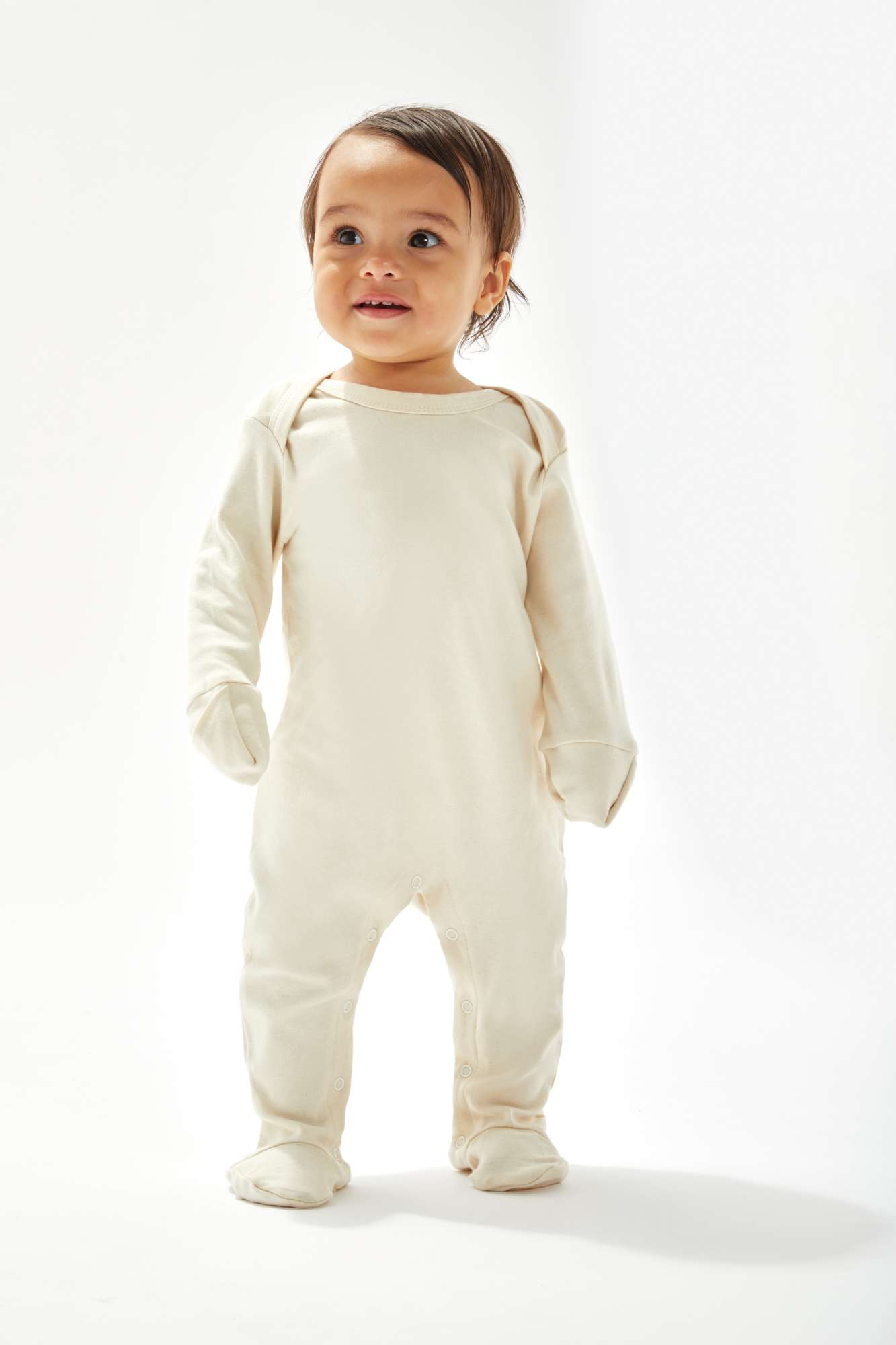 Babybugz Baby Strampler aus Bio-Baumwolle mit Kratzschutz, White 3-6 Monate, BZ35