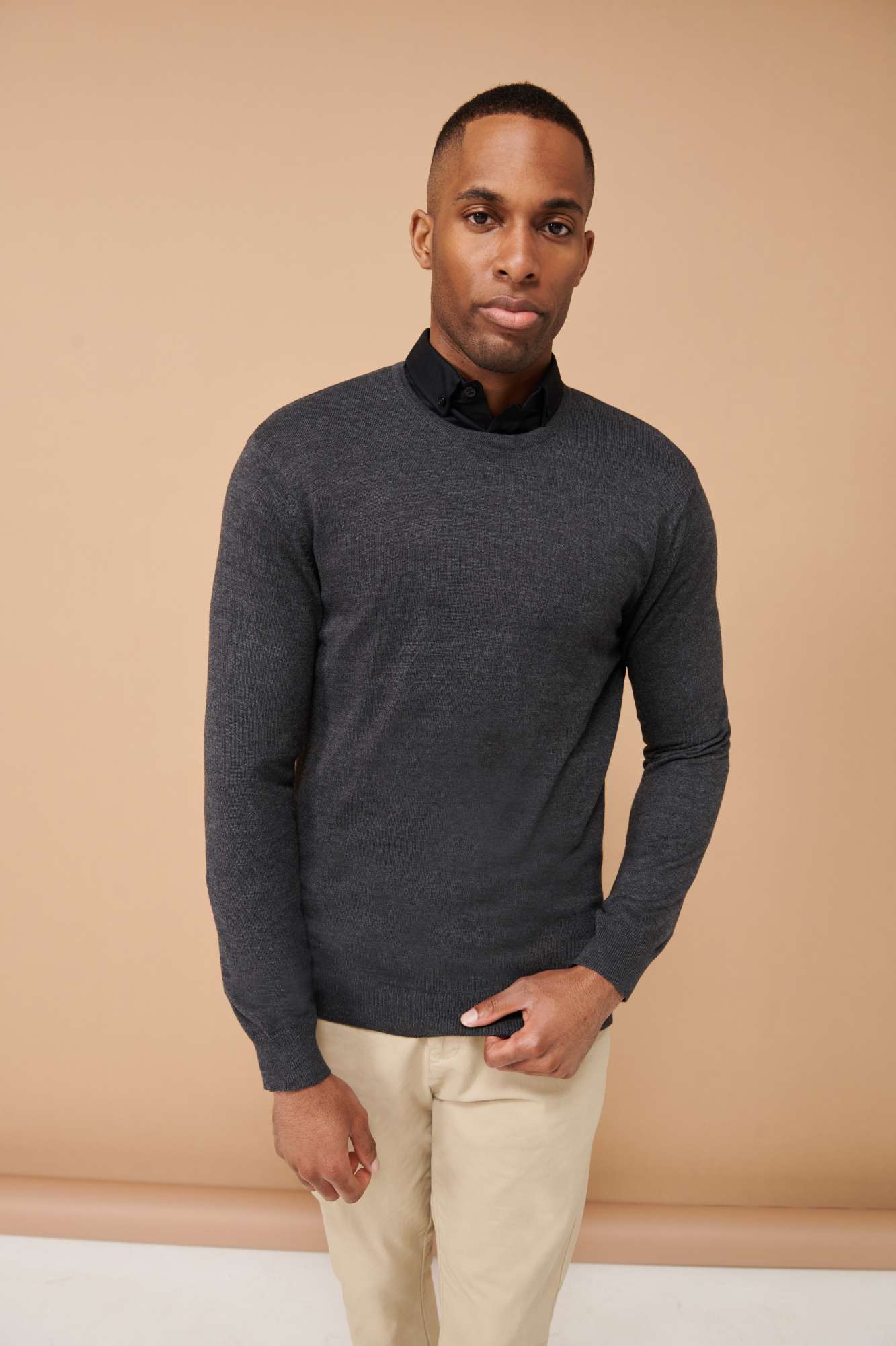 Leichter Langarm-Strickpullover 50% Baumwolle