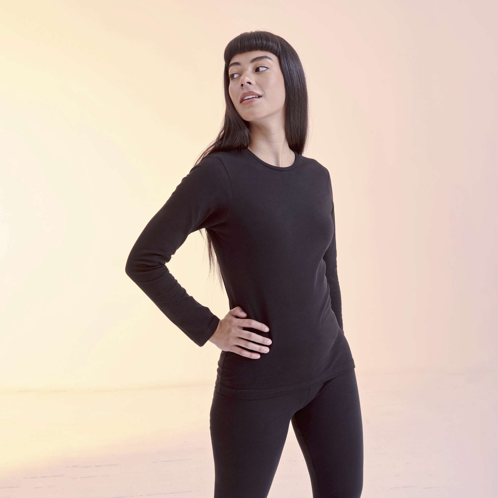 Langarmshirt mit Rundhalsausschnitt und Stretch