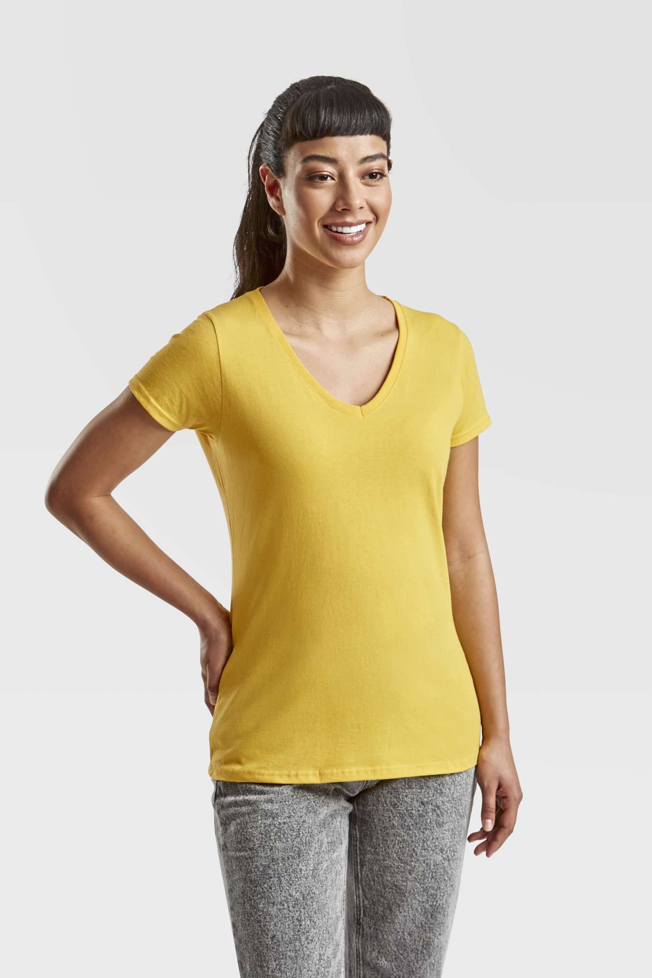 V-Ausschnitt T-Shirt Baumwolle für Damen