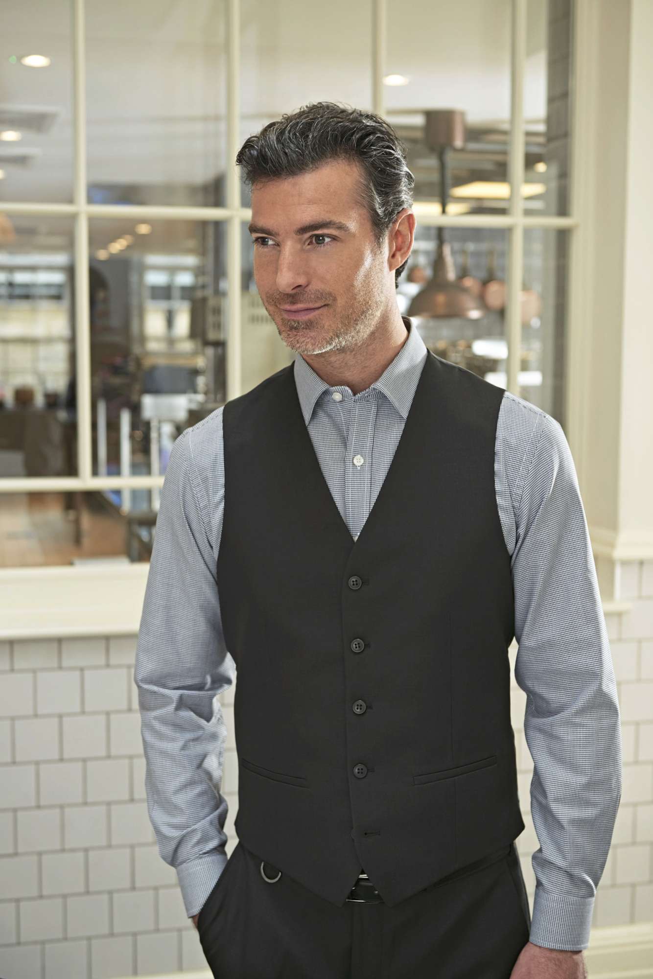 Brook Taverner Anzugweste Mercury mit schlankem Schnitt, Black L, BR671