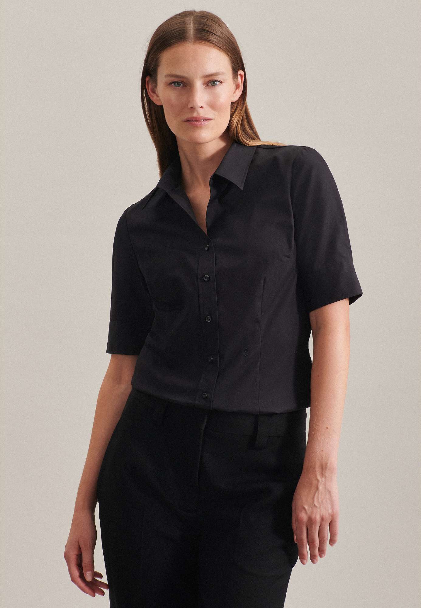 Slim Fit Bluse Kurzarm Weiß für Damen