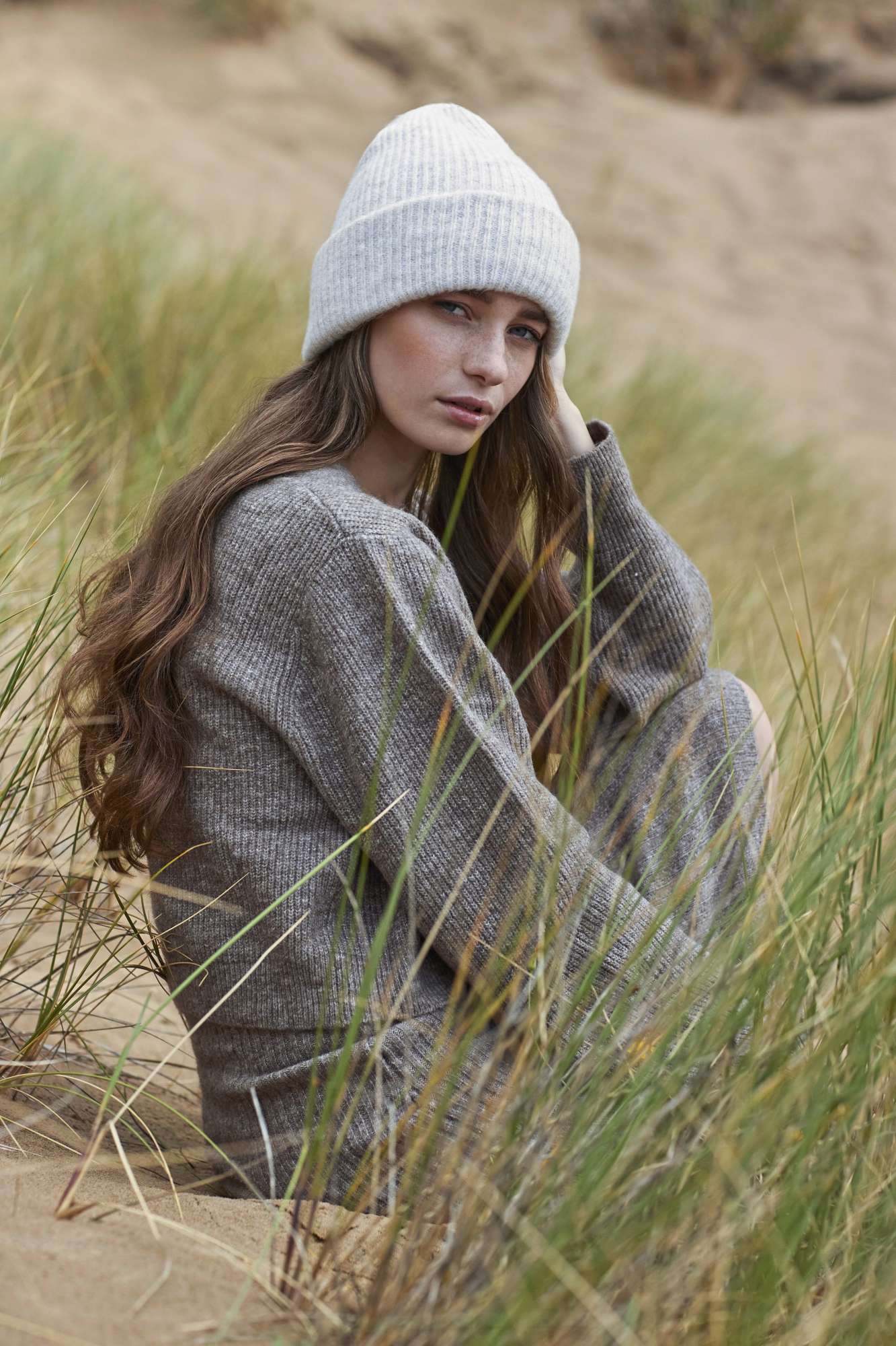 Rippstrick Beanie mit Umschlagkante
