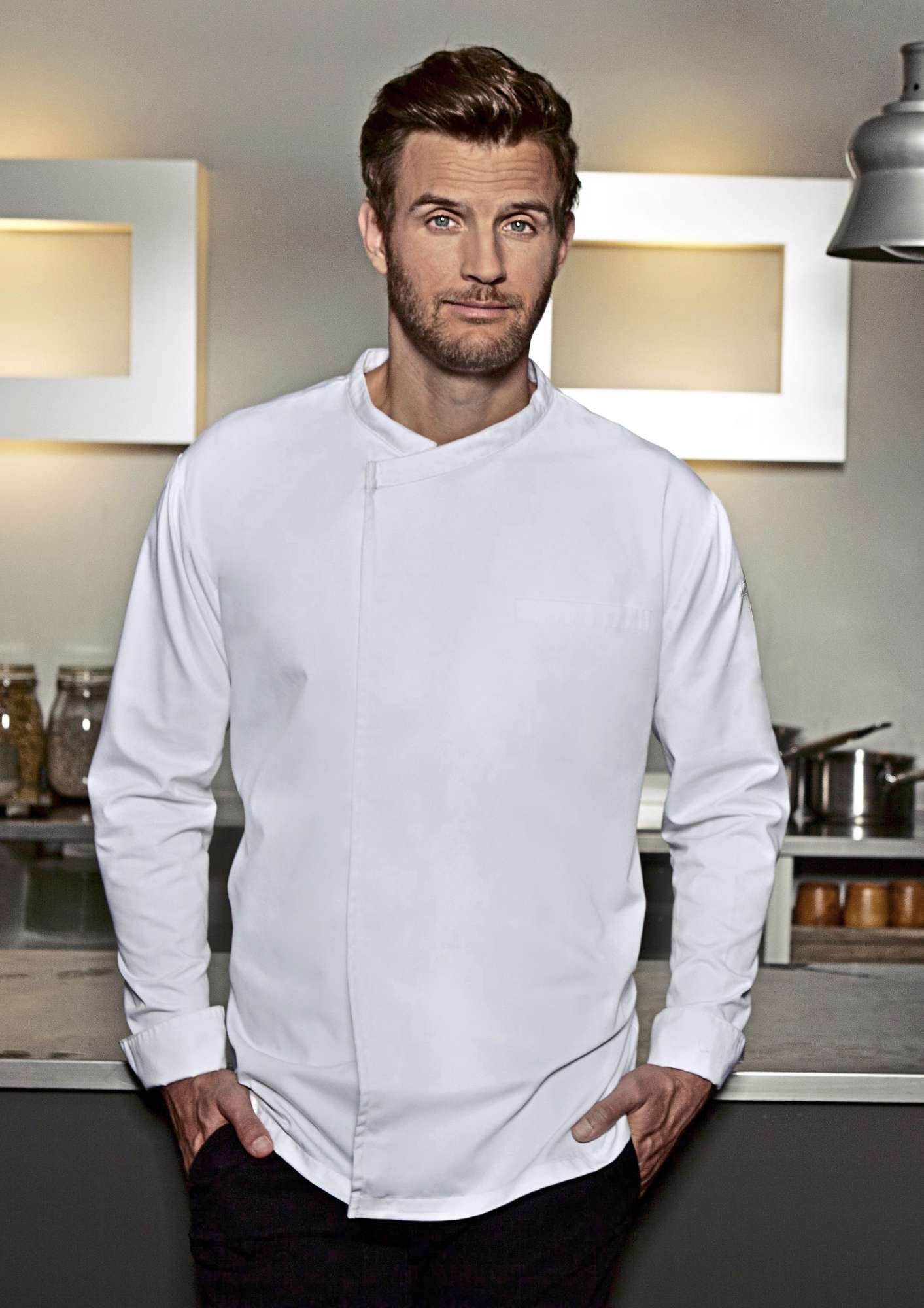 Karlowsky Langarm Kochhemd mit Jersey-Einsatz, White XL, KY121