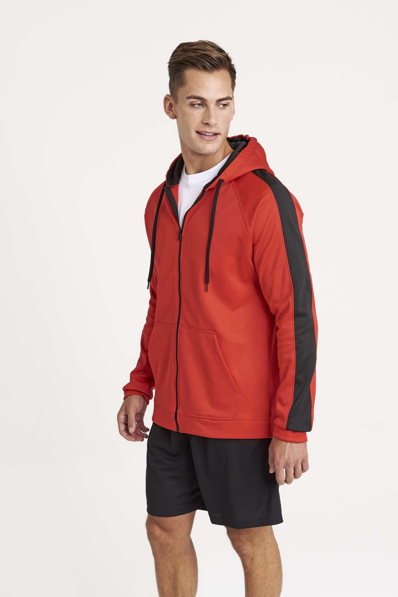 Just Hoods Sports Polyester Zoodie mit Kontrast-Reißverschluss, Steel Grey (Solid)/Jet Black XL, JH066