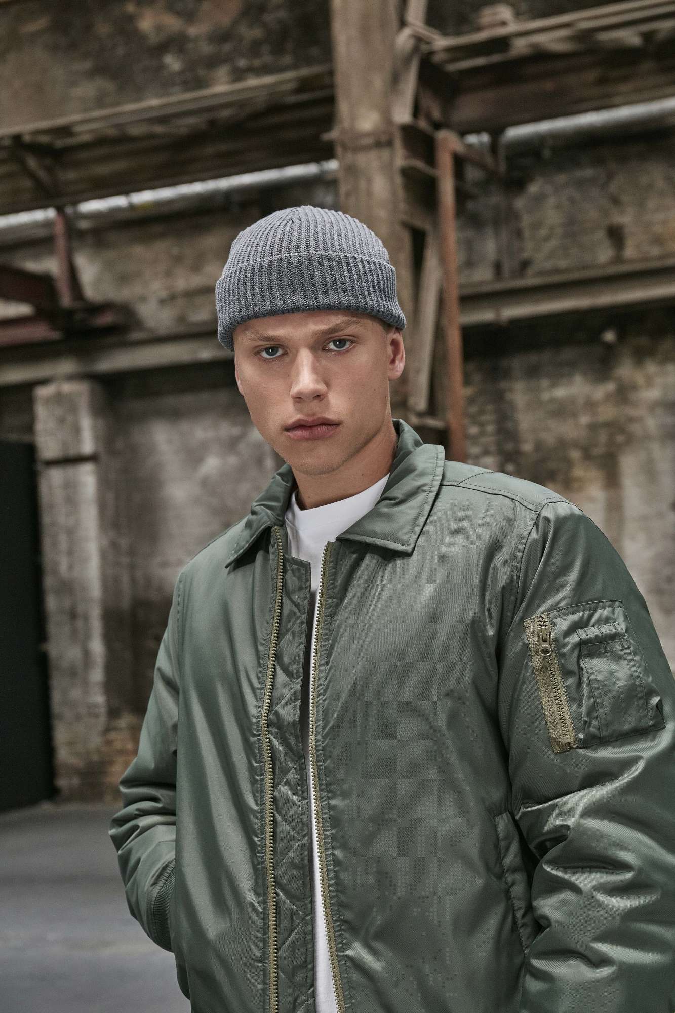Recycelte Polyester Strickmütze mit Umschlag
