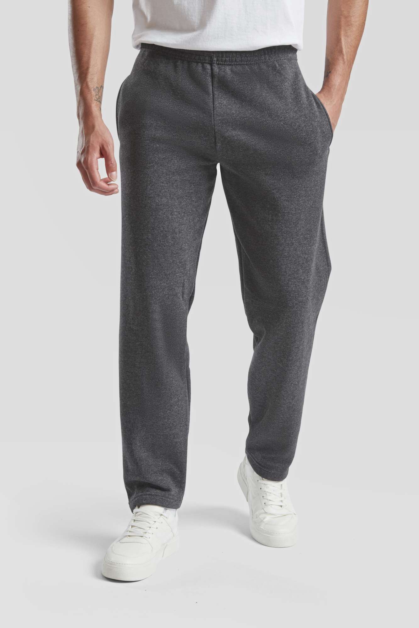 Fruit of the Loom Bequeme Jogginghose mit offenem Beinabschluss, Dark Heather Grey XL, F481