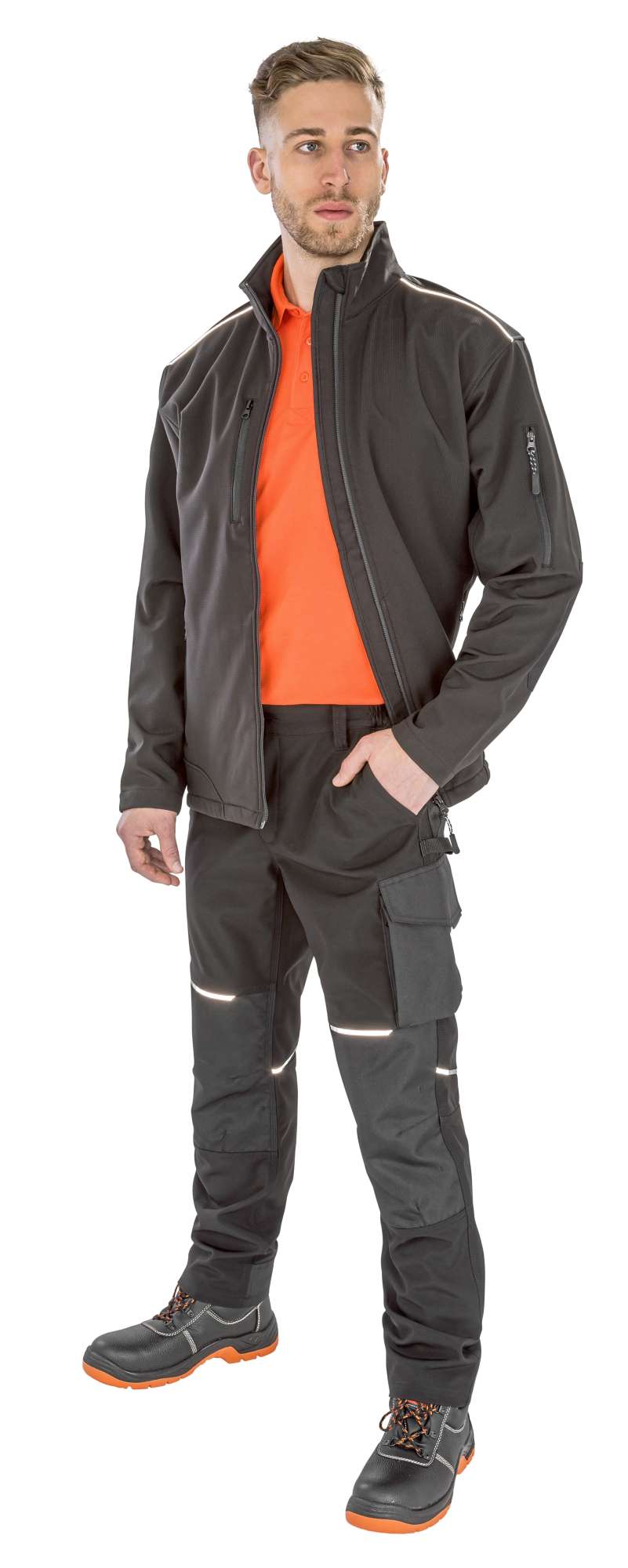 Result Work-Guard Slim Fit Softshell Arbeitshose mit Verstärkungen, Black XL, RT473