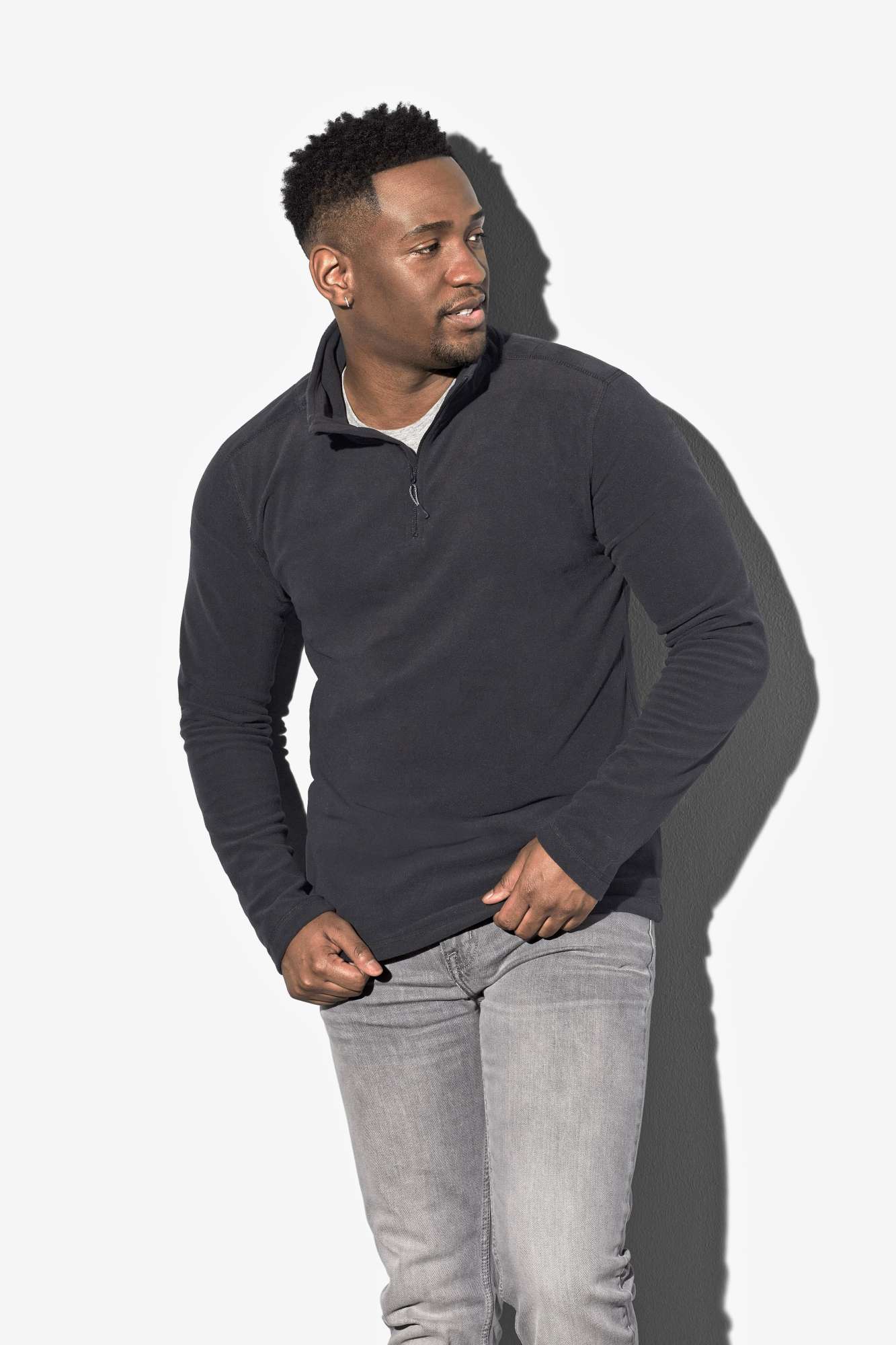 Fleece Half-Zip Pullover mit Stehkragen