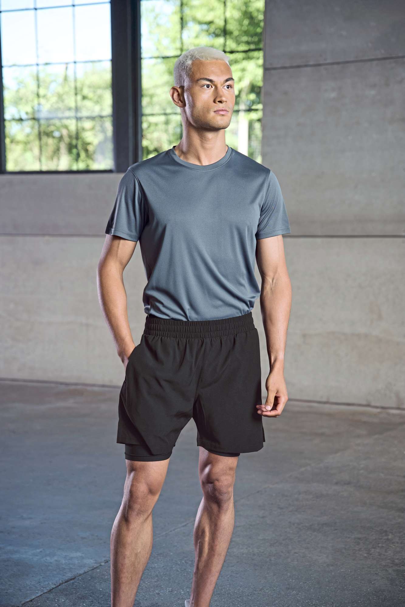 Tombo Doppellagige Sportshorts für Herren, Black/Black XL, TL615