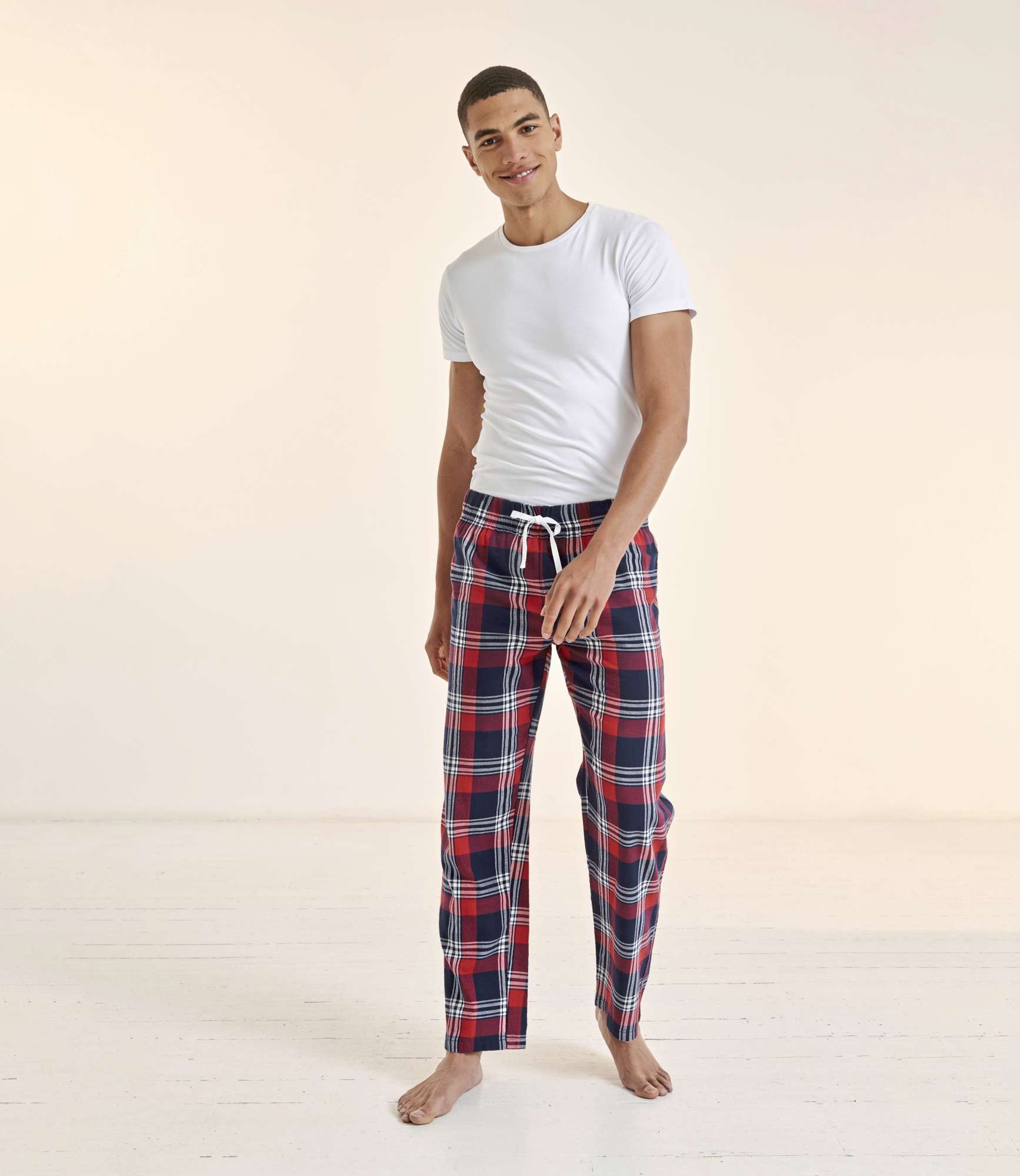 Tartan-Loungehose mit Dehnbund und Tasche